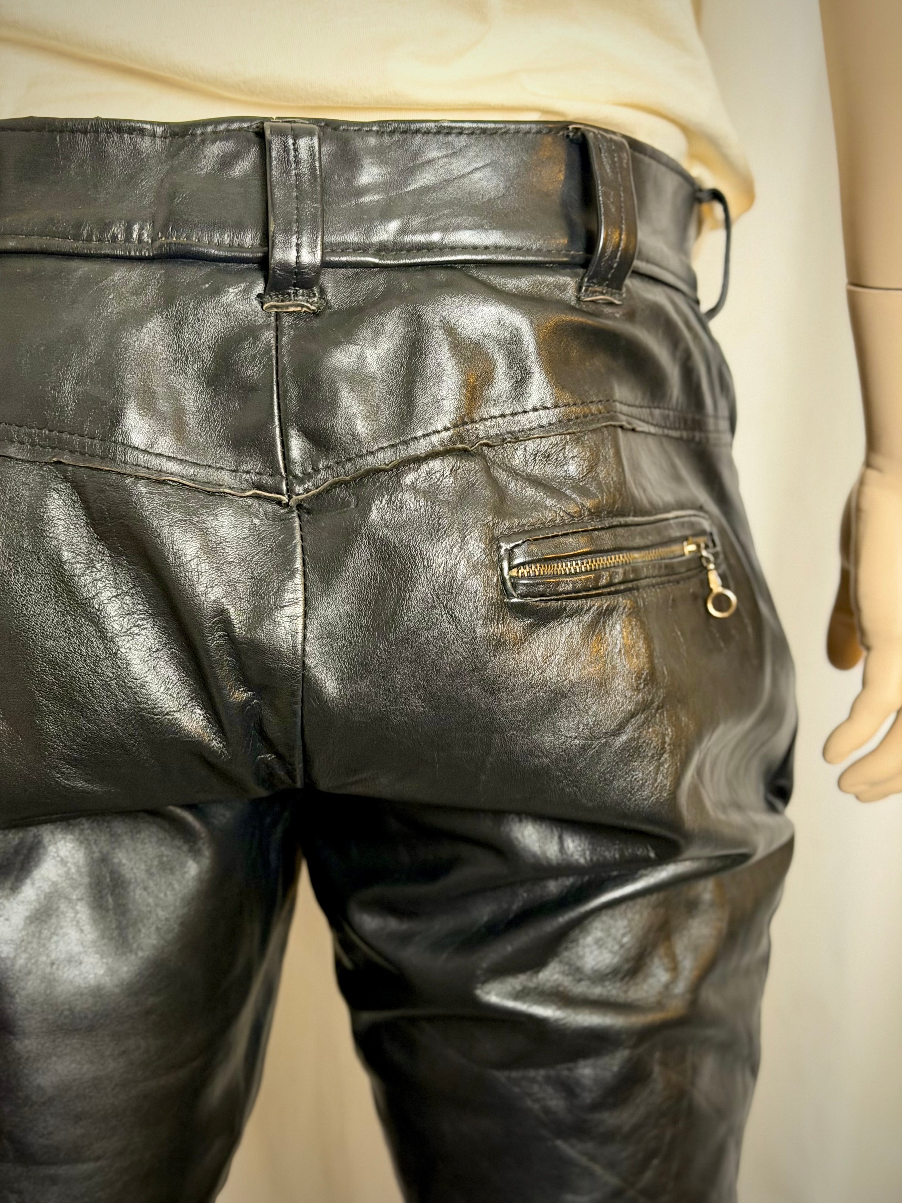 Heavyweight Vintage Leather Pants with Elasticated Ankle