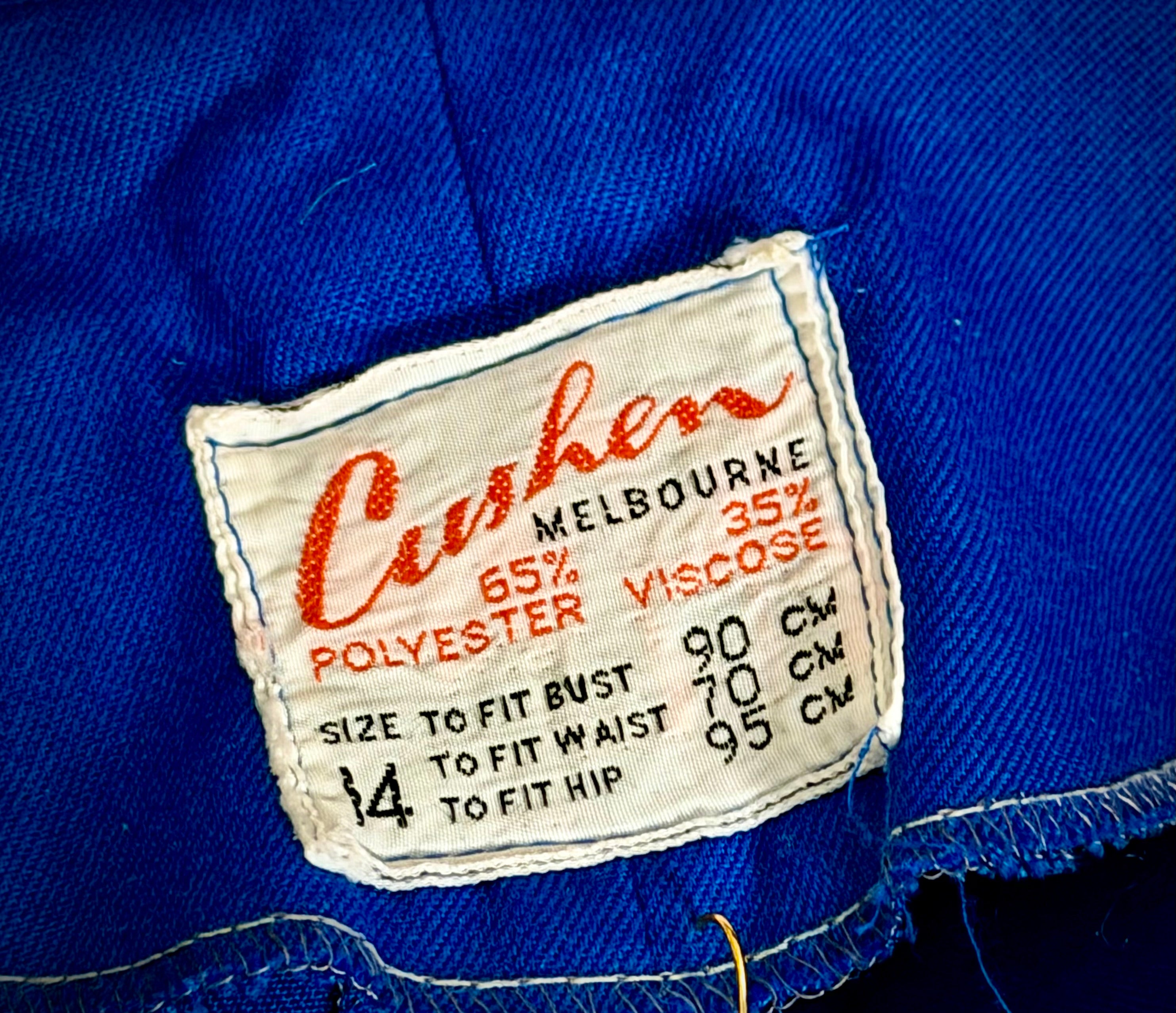 1960s Deadstock Cushen Melbourne Electric Blue Utility Jumpsuit