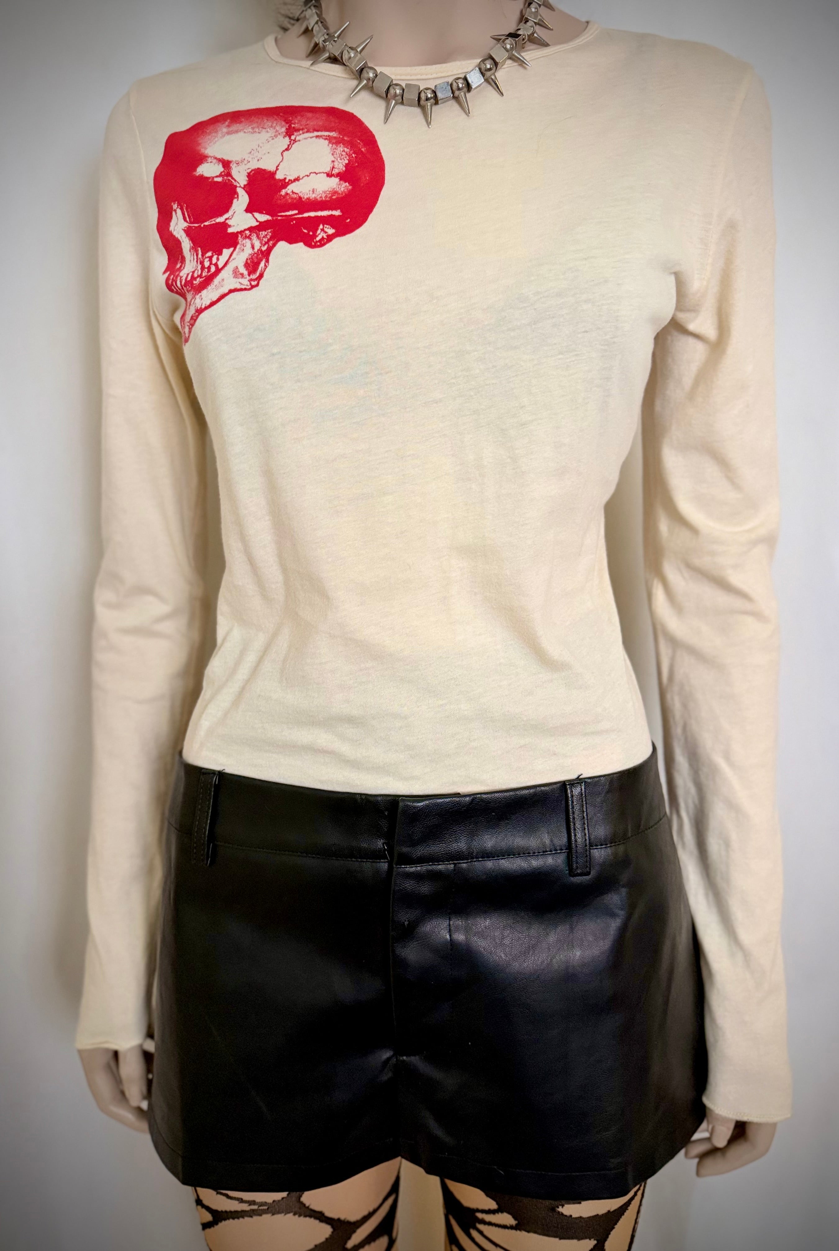 Vintage Libertine Pink Skull Print Long Sleeve Top