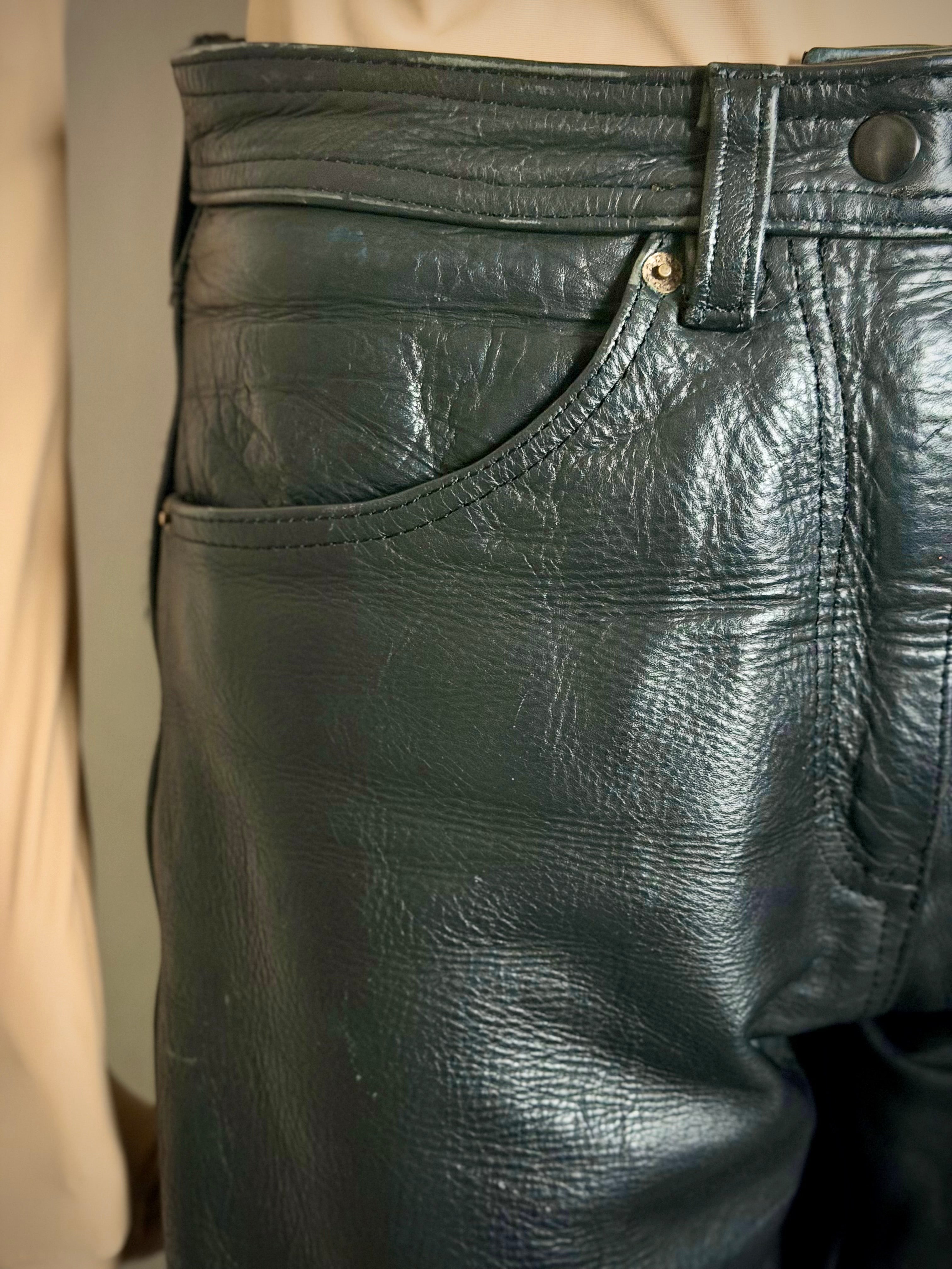 Heavyweight Vintage Leather Pants with Hide Variation - Rare