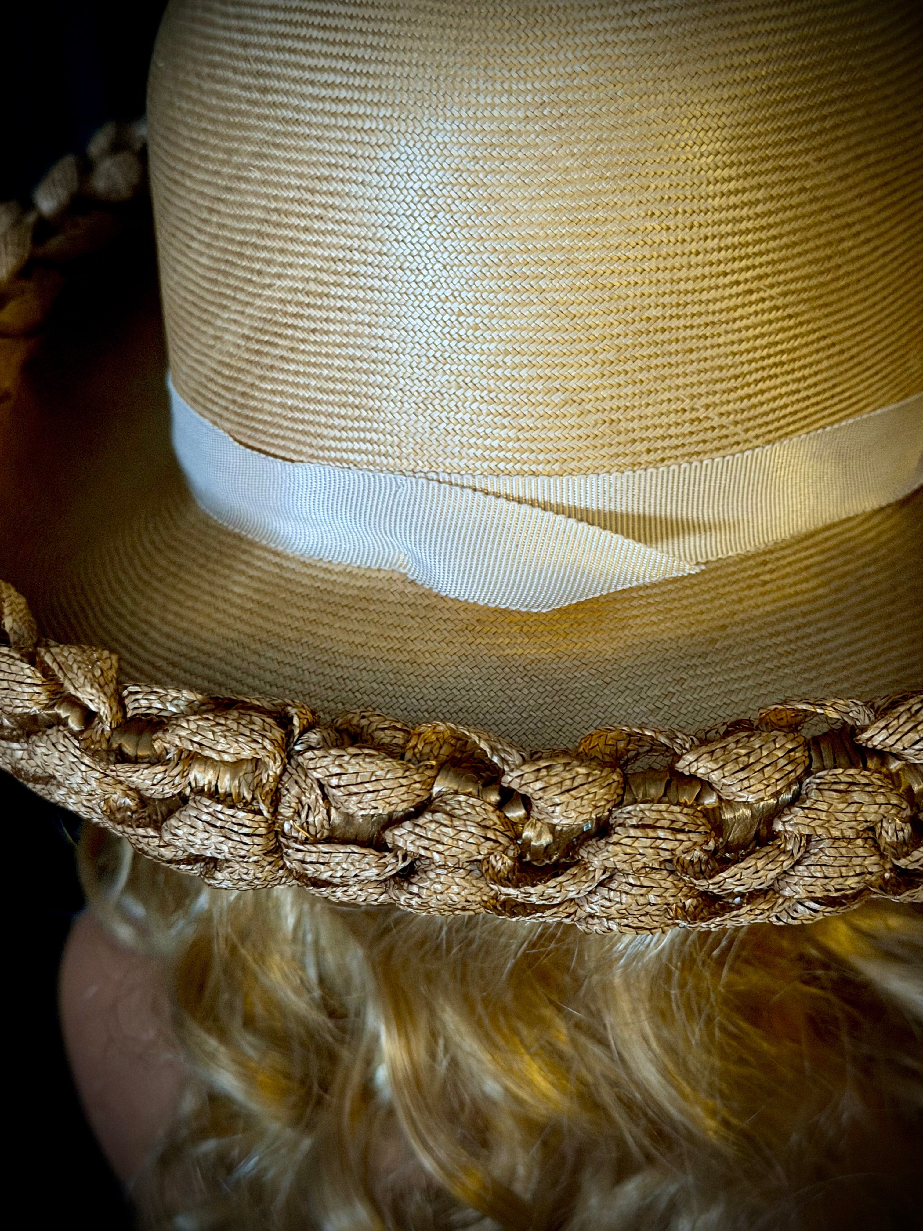 Mid-Century Straw Hat by MK Milliners Sydney - Sculptural Braided Brim