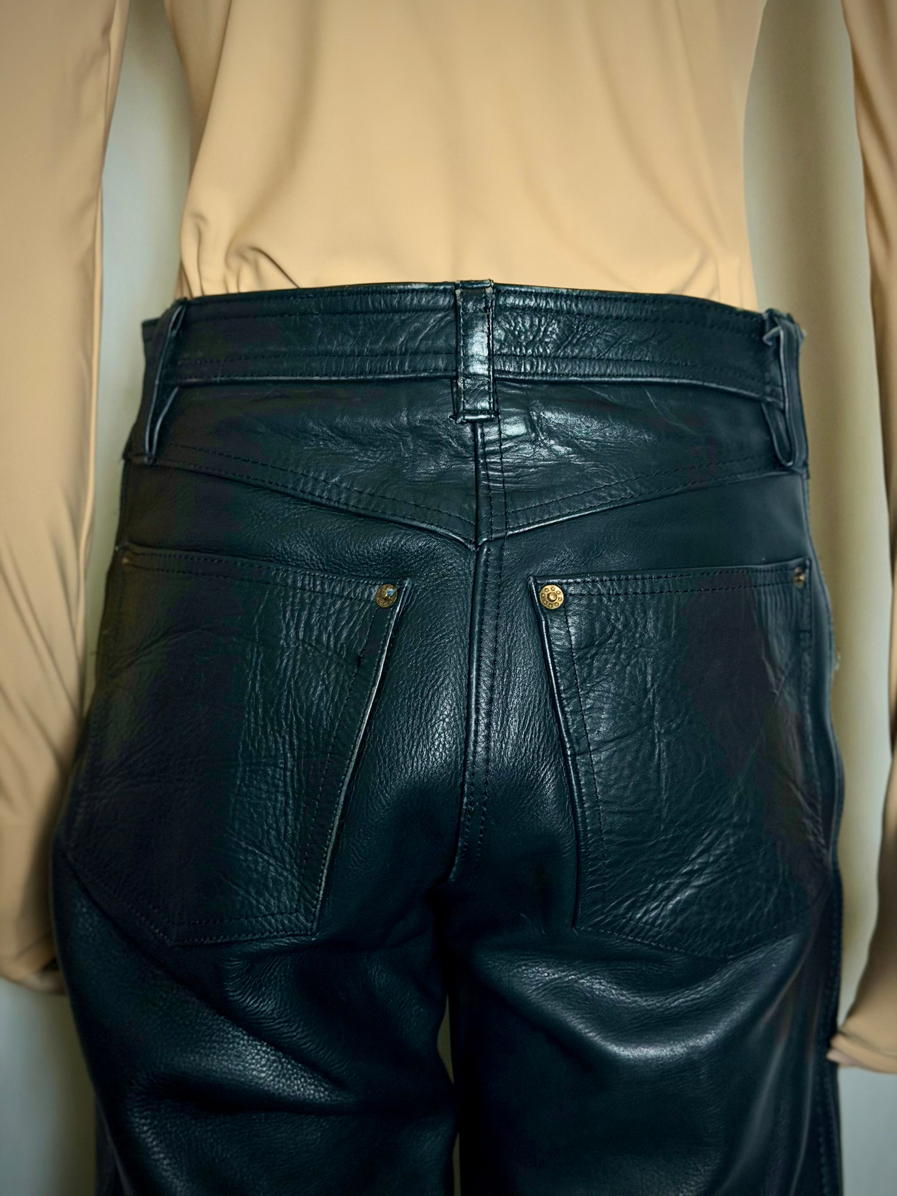 Heavyweight Vintage Leather Pants with Hide Variation - Rare