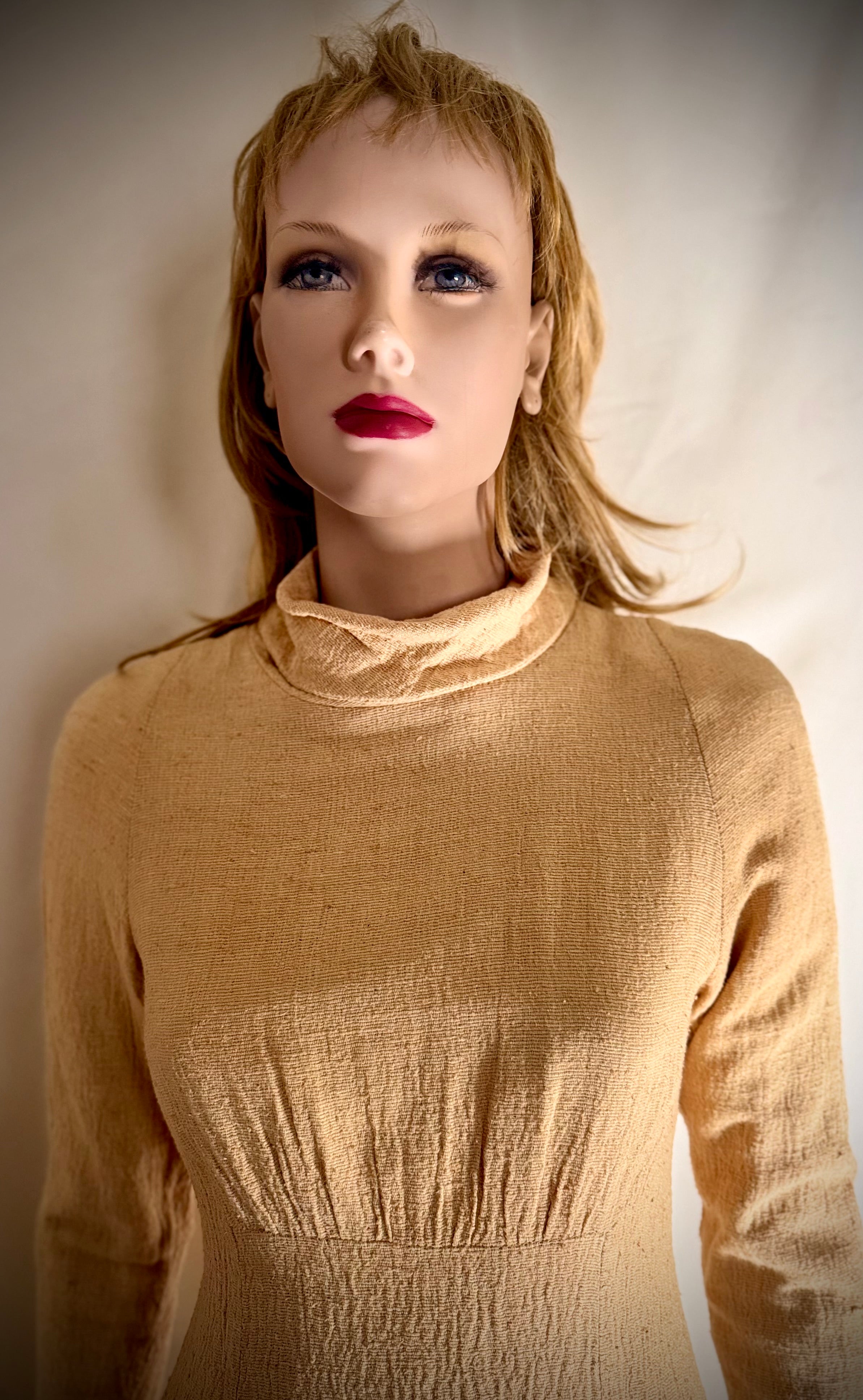 1960s Berlin Raw Silk Midi Dress - Textured Weave