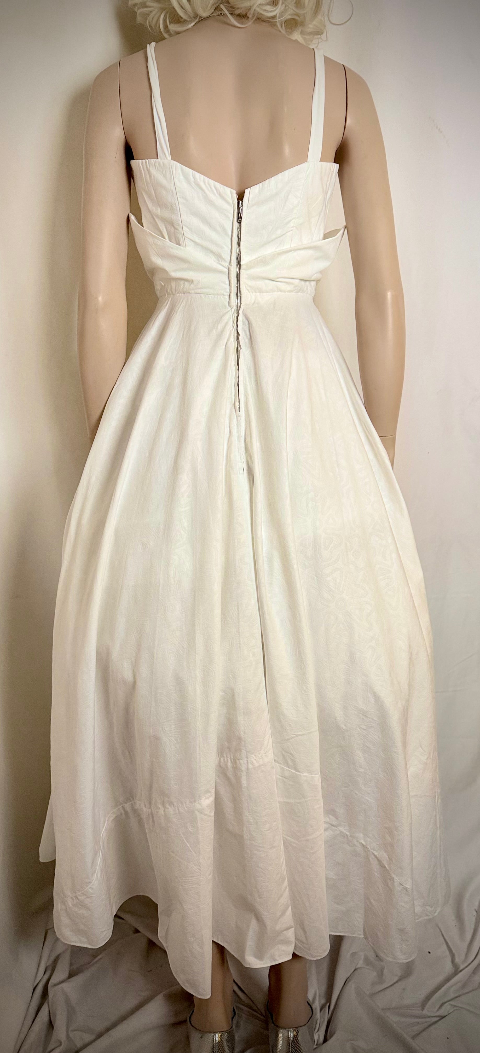 1950s Bengston Modell Sculptural Floral Jacquard Cotton Dress