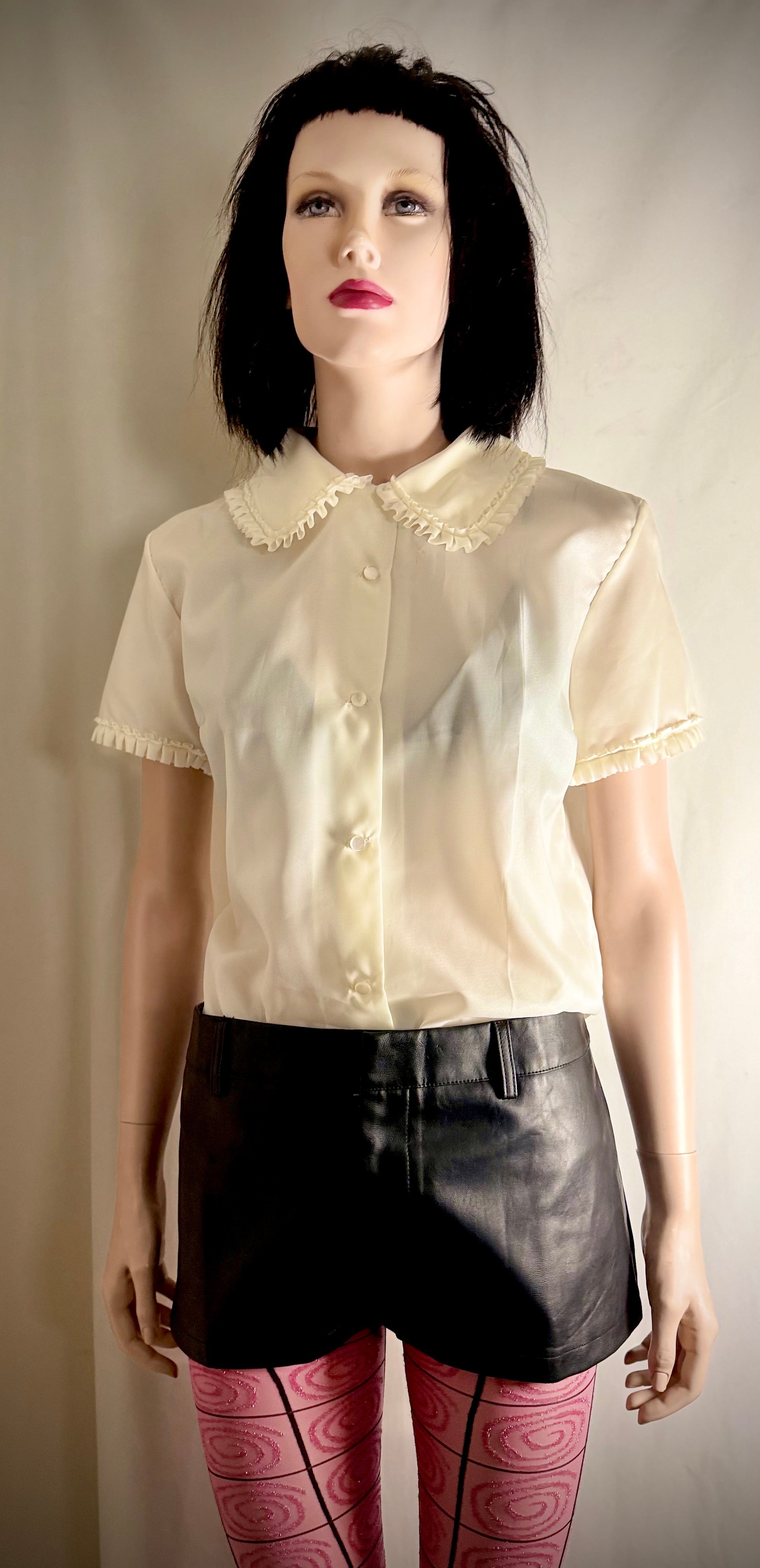 1960s Sheer Ivory Ruffled Blouse