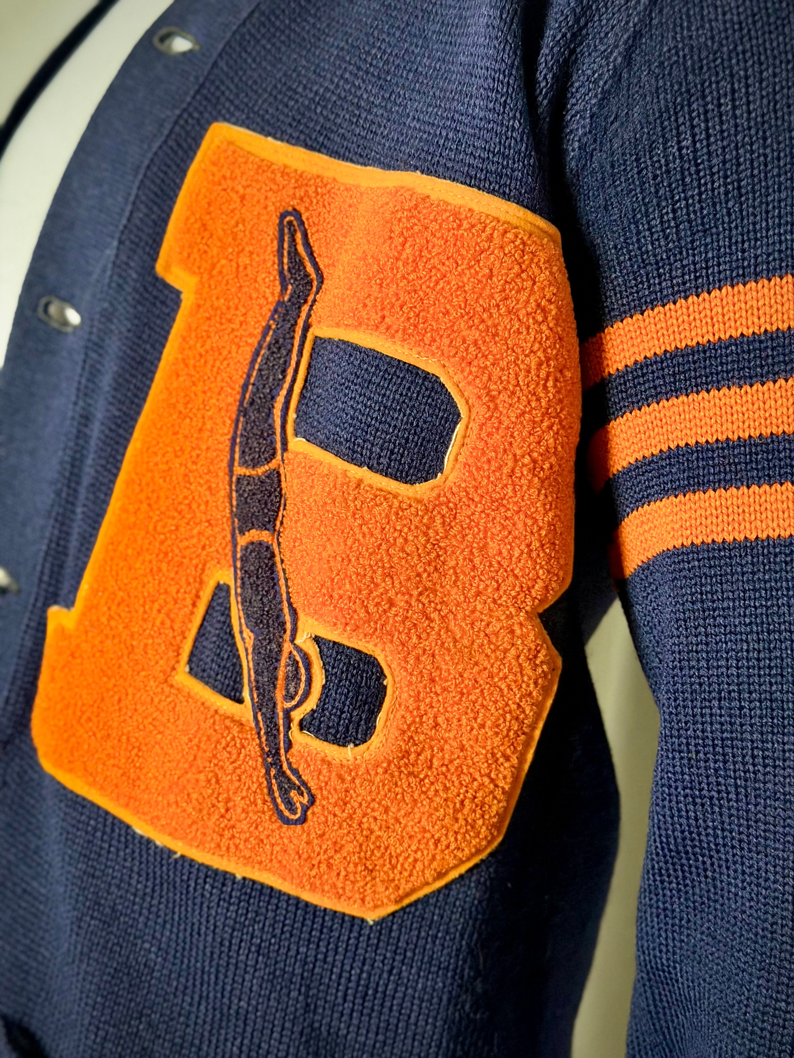 1940s–50s Varsity Knit Cardigan with Chenille Letter Patch