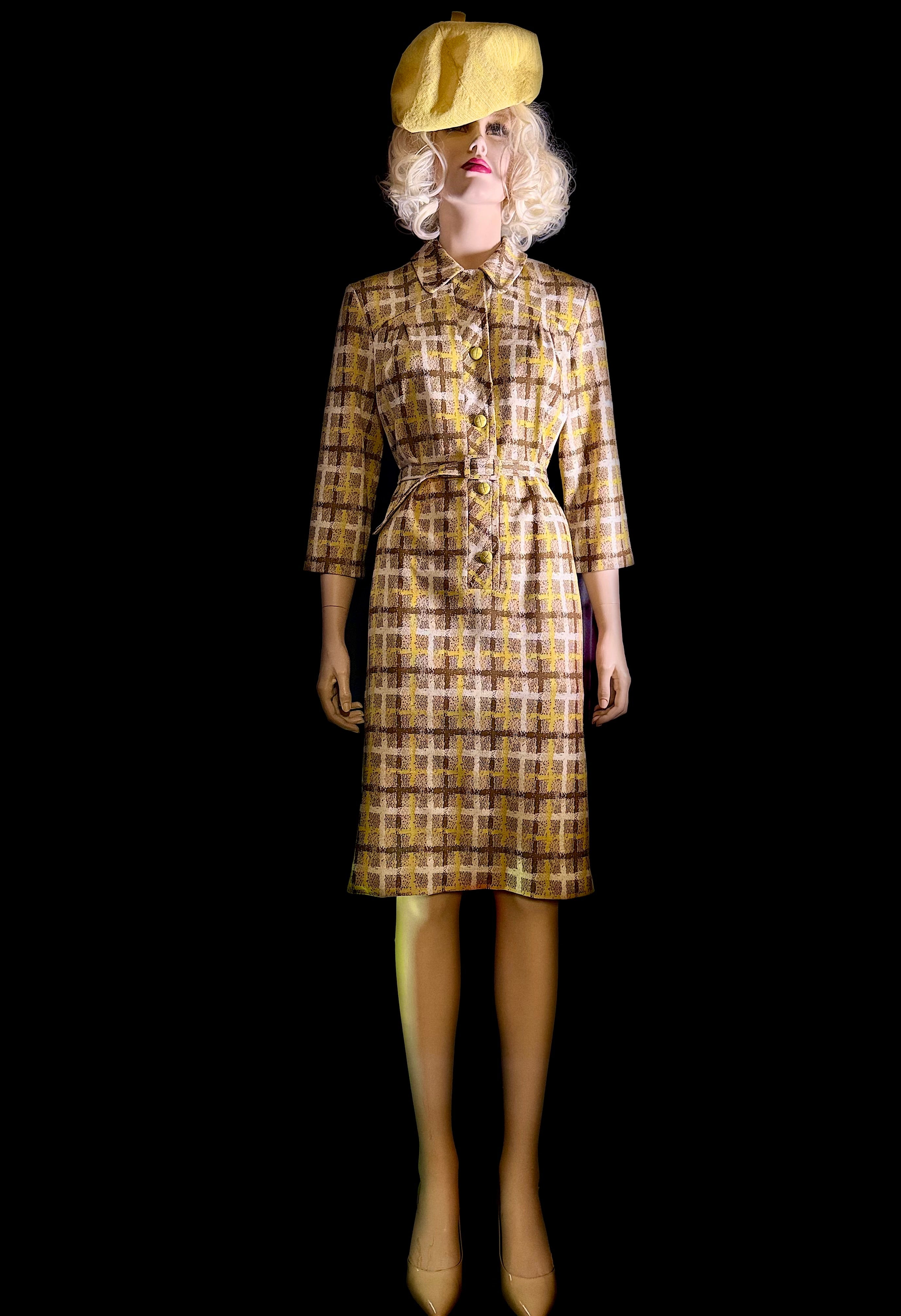 Vintage Button-Through Check Dress