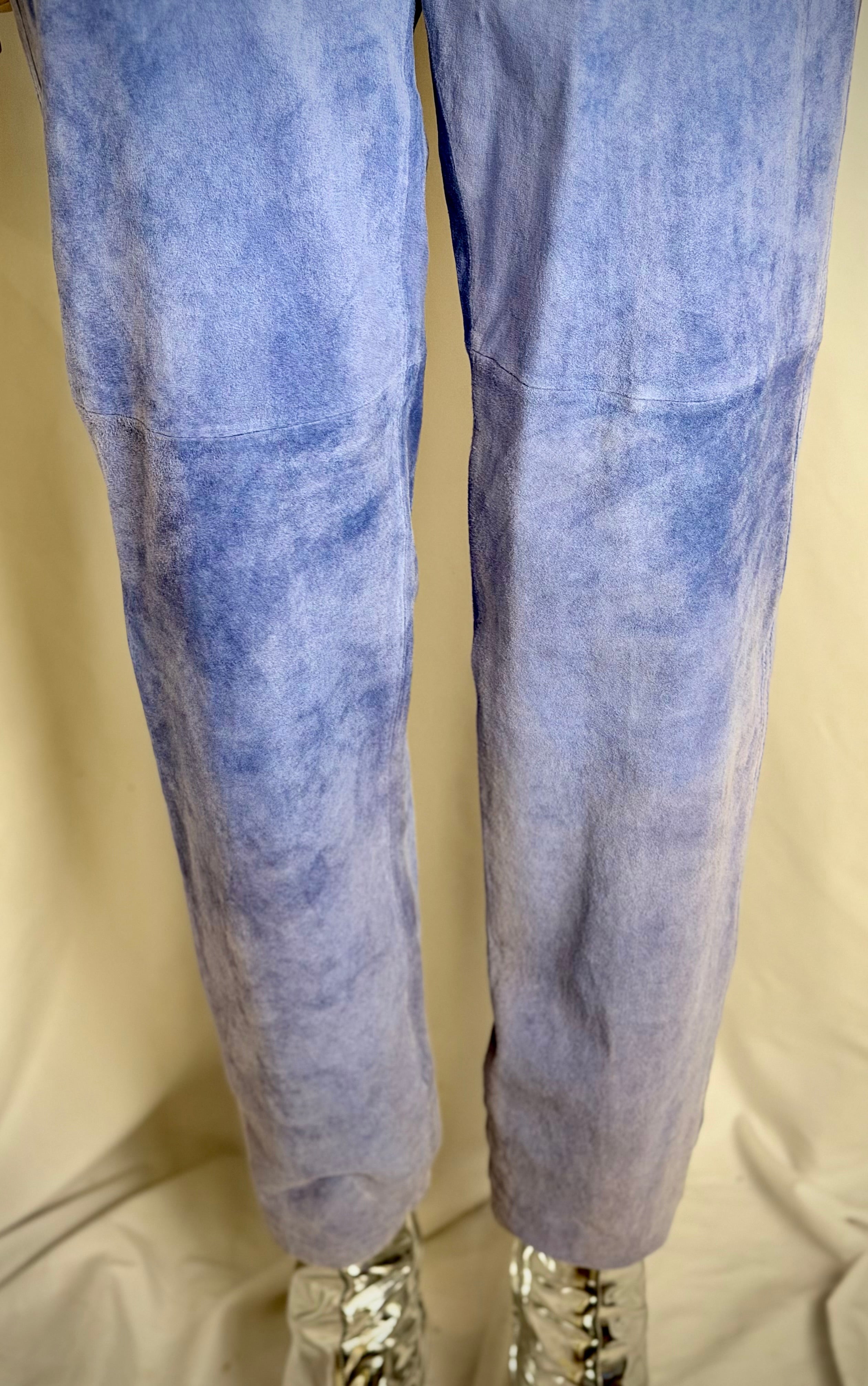 Early 90s Deadstock Powder-Blue Genuine Suede Jeans