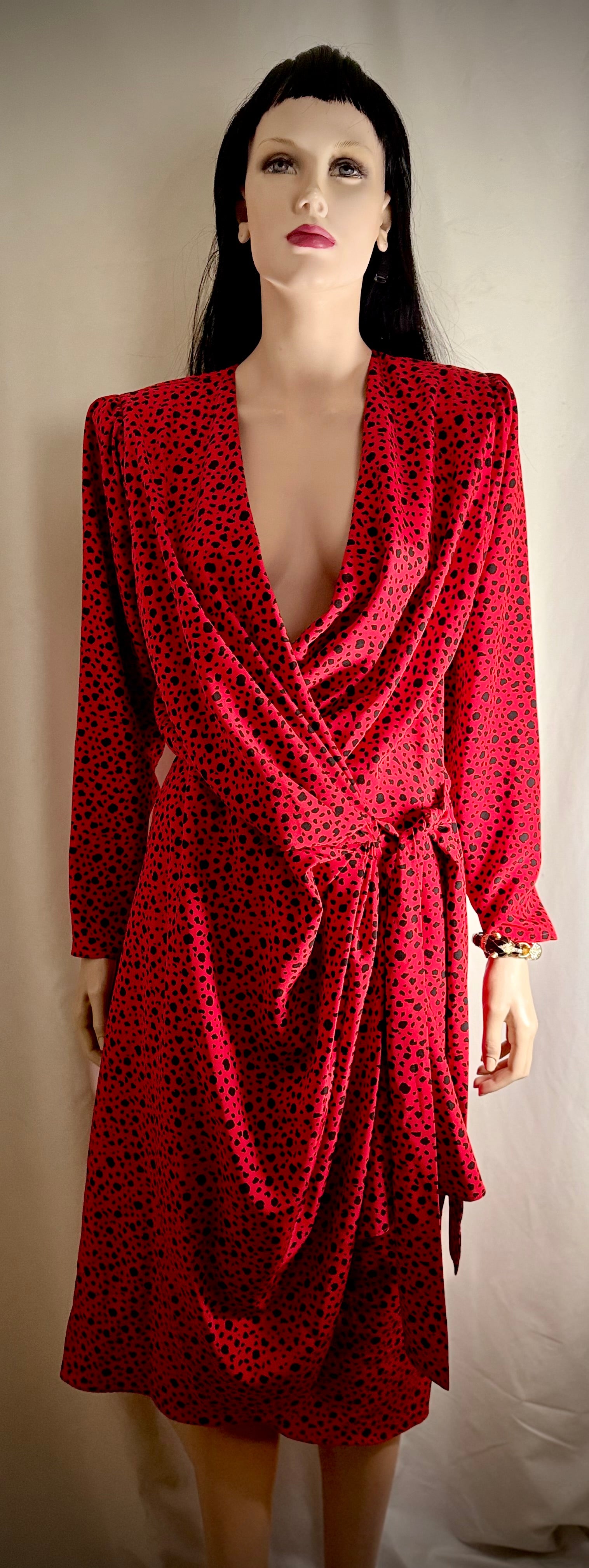 1980s New York Leopard Spot Wrap Dress