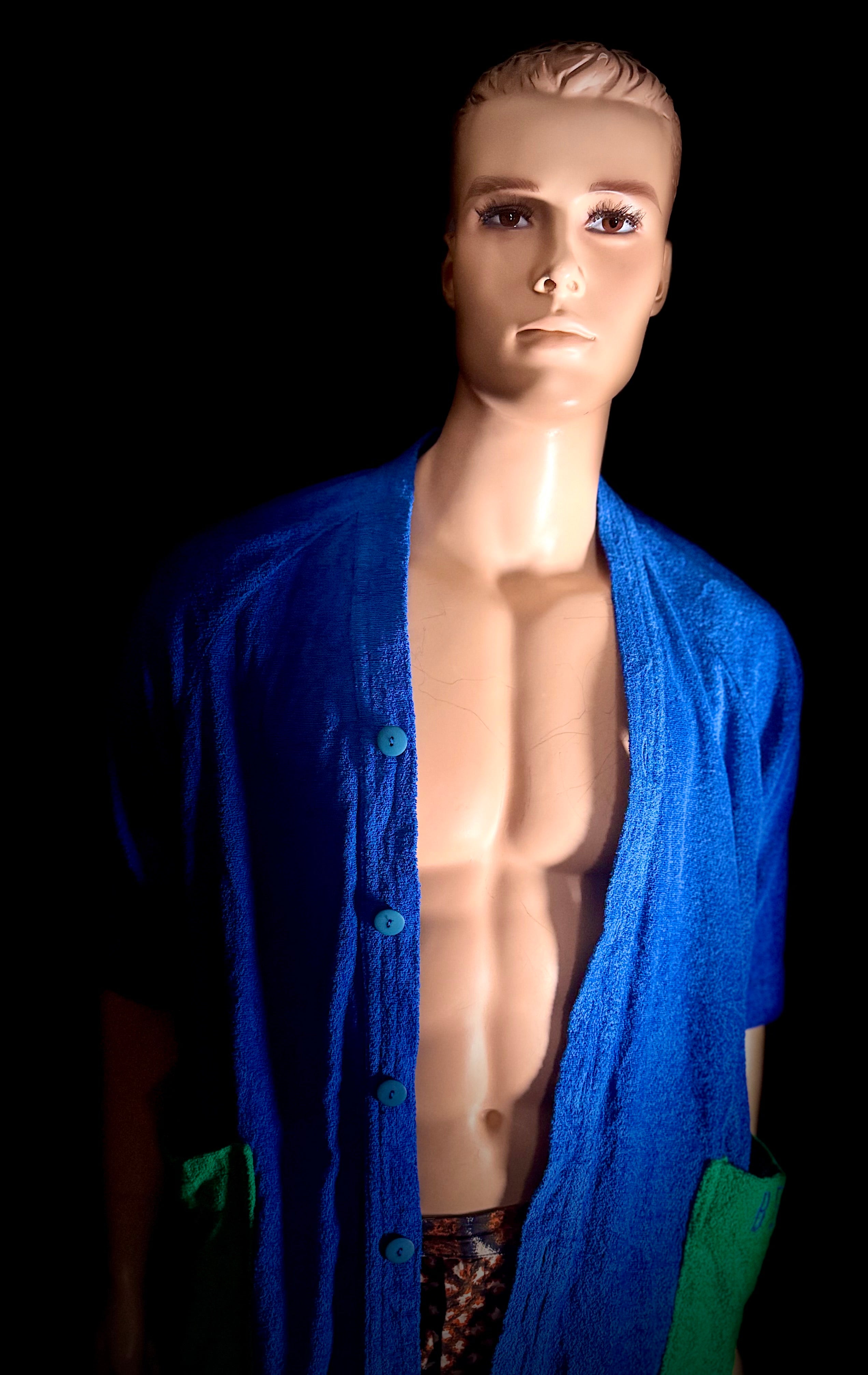Deadstock 90s United Colors of Benetton Terry Robe | Blue and Green (Styled in Italy)