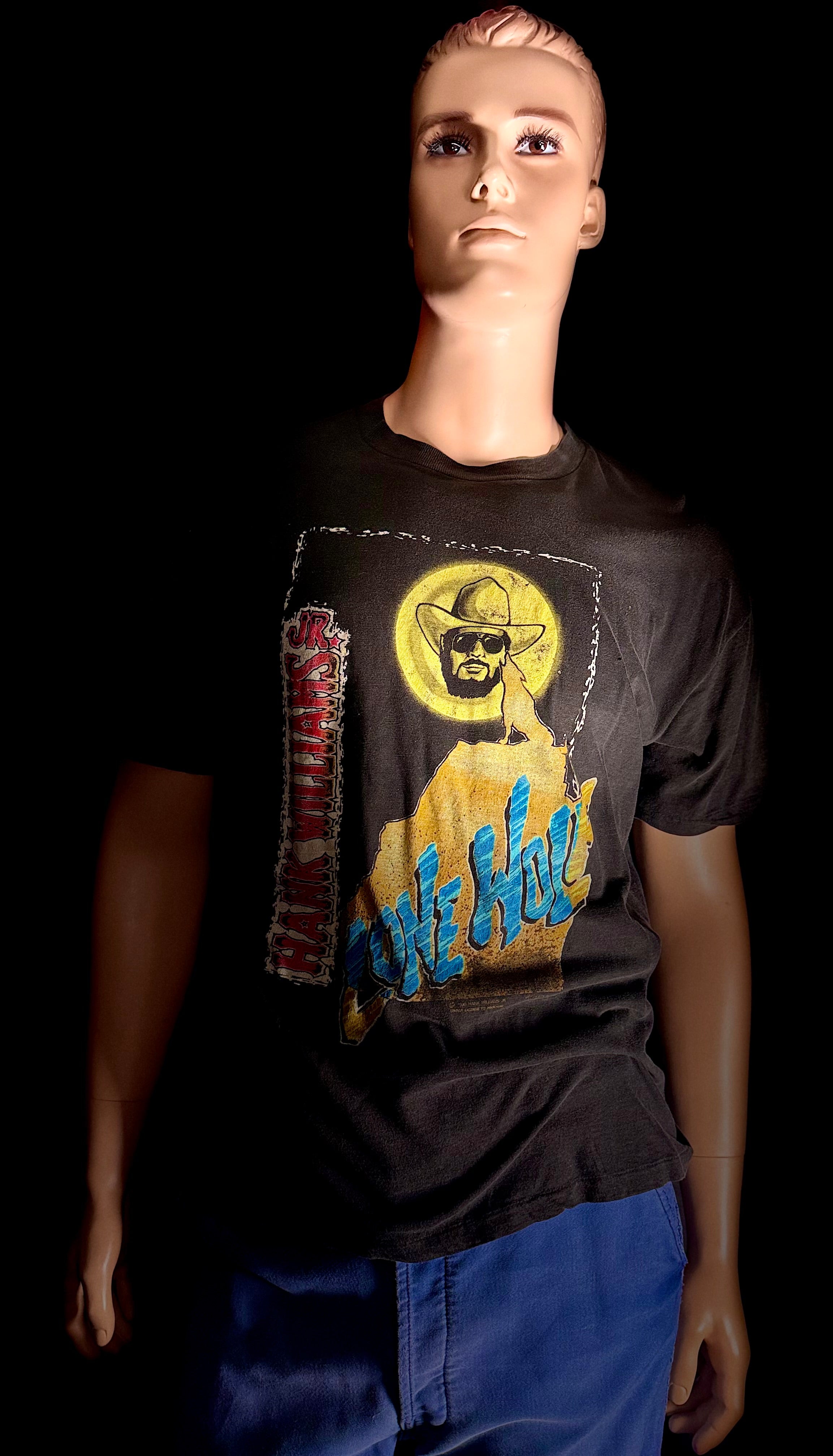 1970s Hank Williams Jr. “Lone Wolf” Vintage Tour Tee - Black - Unisex