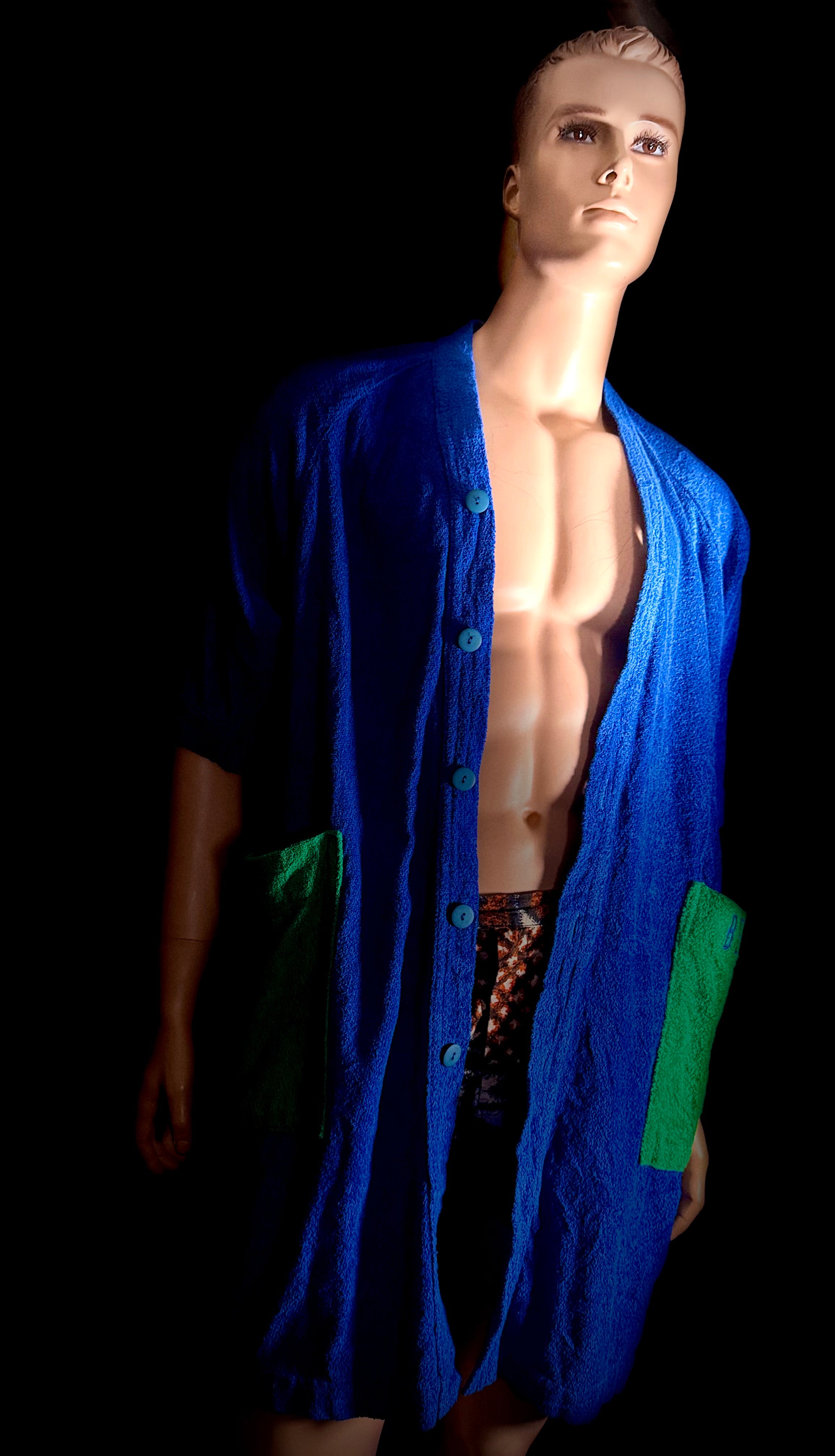 Deadstock 90s United Colors of Benetton Terry Robe | Blue and Green (Styled in Italy)