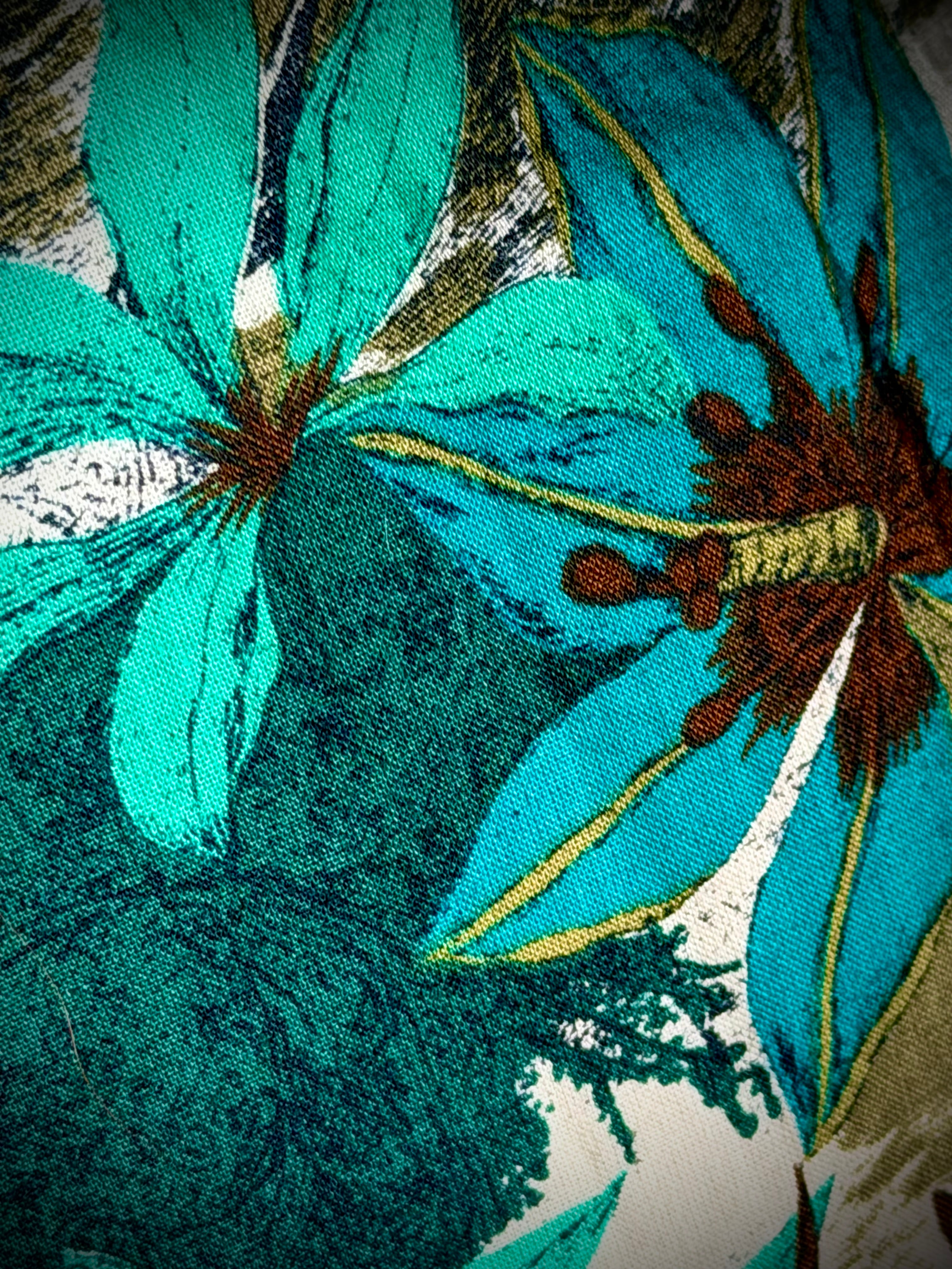1960s Tropical Print Swim Shorts - Op-Art Floral Boxer Style (Rare)