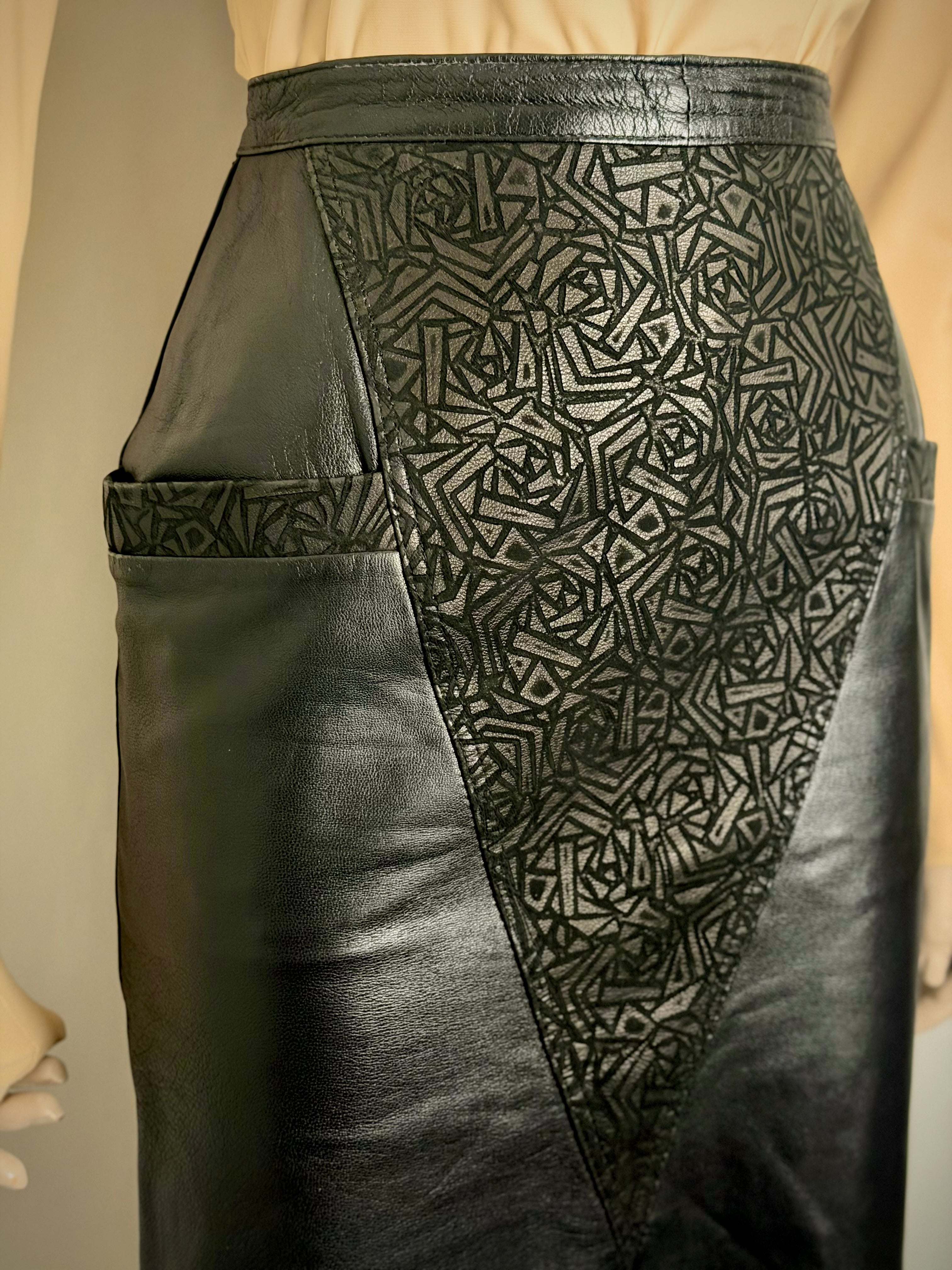1980s Leather Cut-Out Skirt