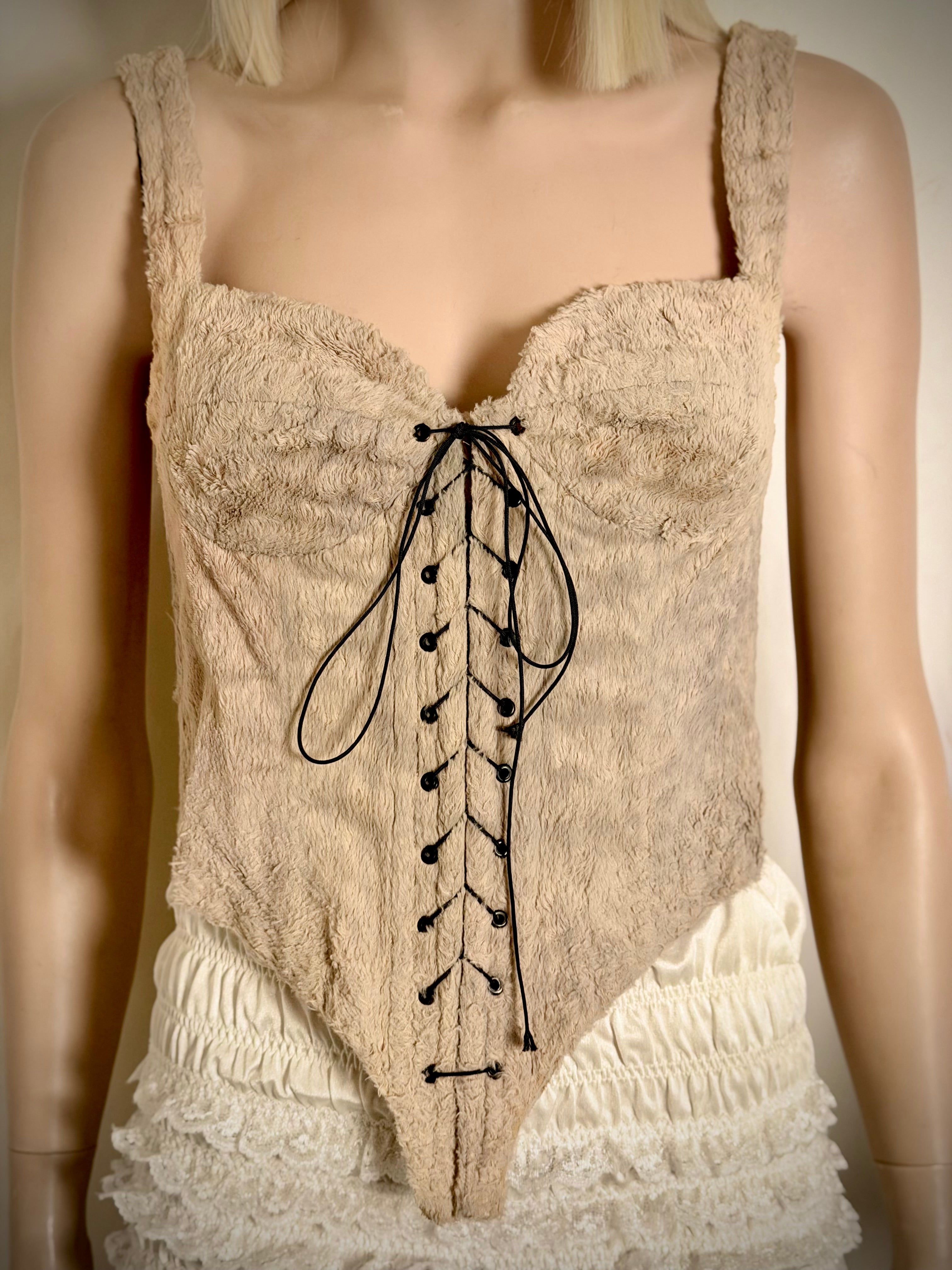1990s Faux Fur Corset Top