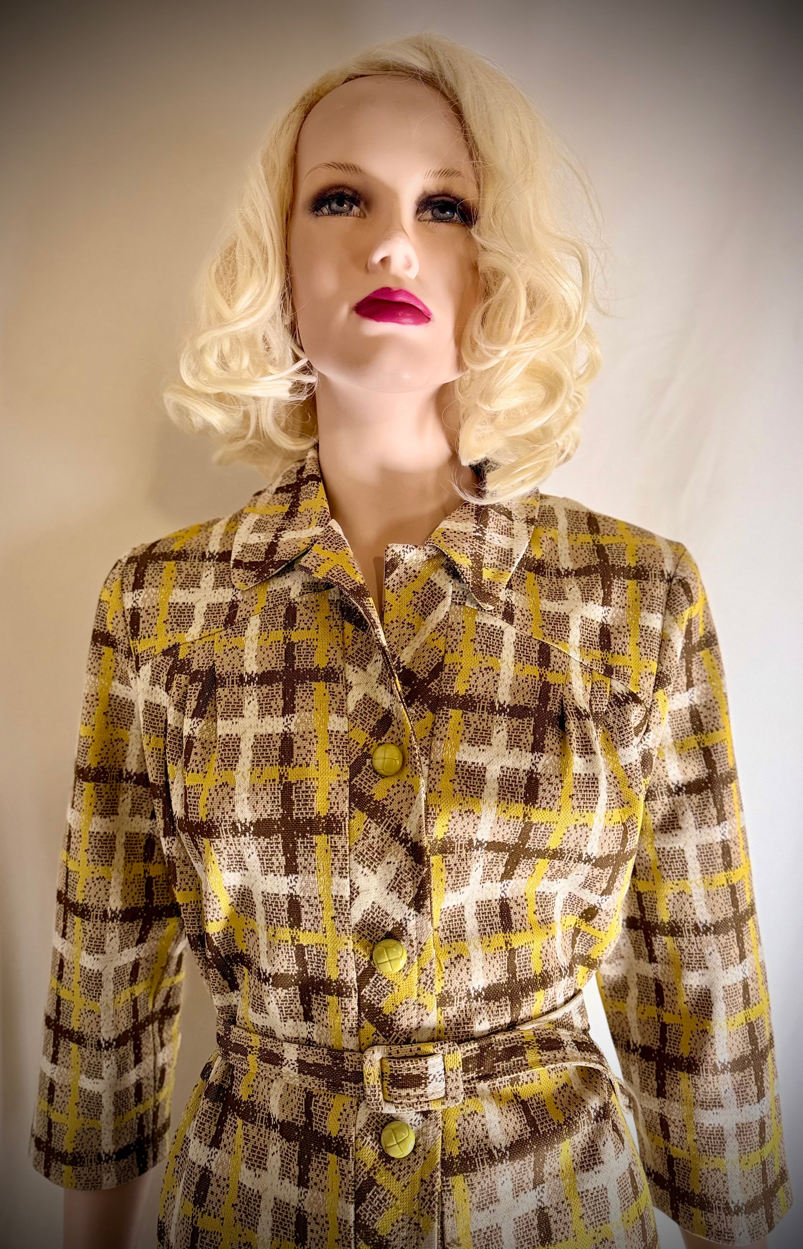 Vintage Button-Through Check Dress