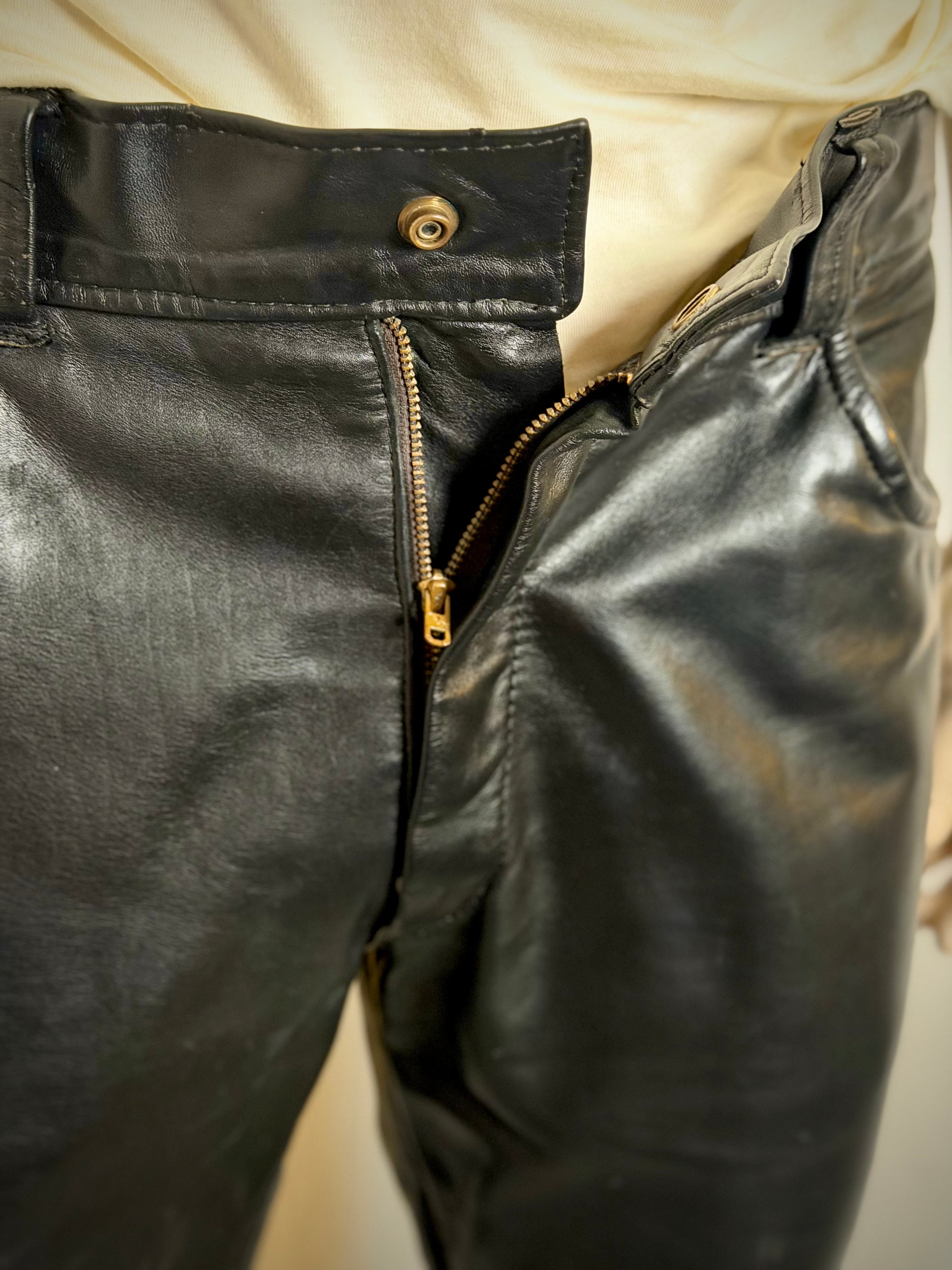 Heavyweight Vintage Leather Pants with Elasticated Ankle