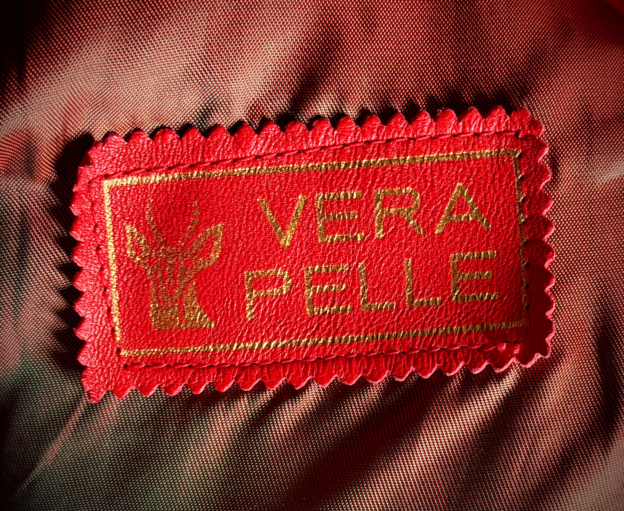 Vintage 80s Red Leather Set -Argentinian Vera Pelle Wrap Top and High-Waist Skirt