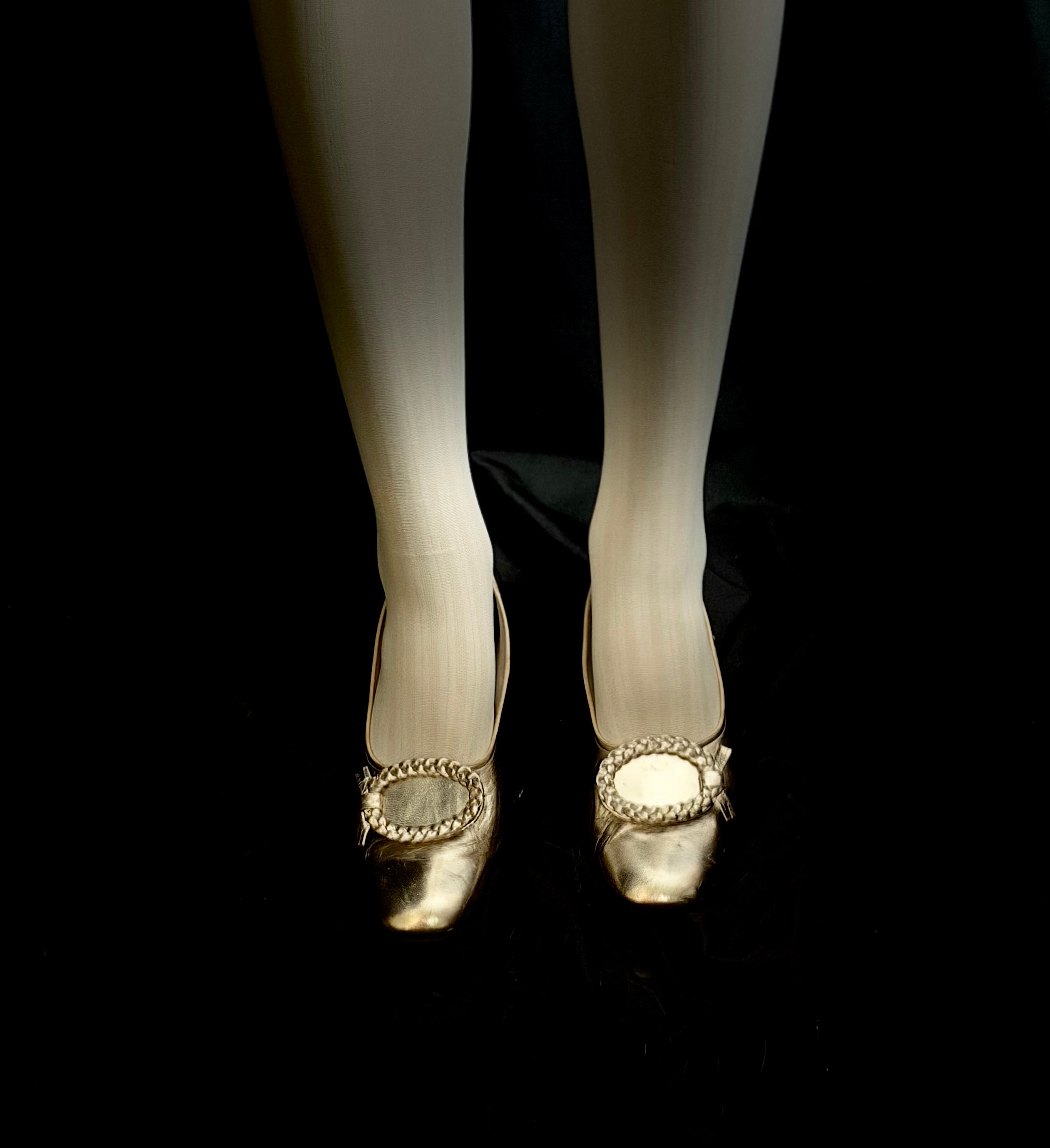 Late 1950s Gold Metallic Leather Pumps | Braided Detail | Fully Restored | EU 39–40