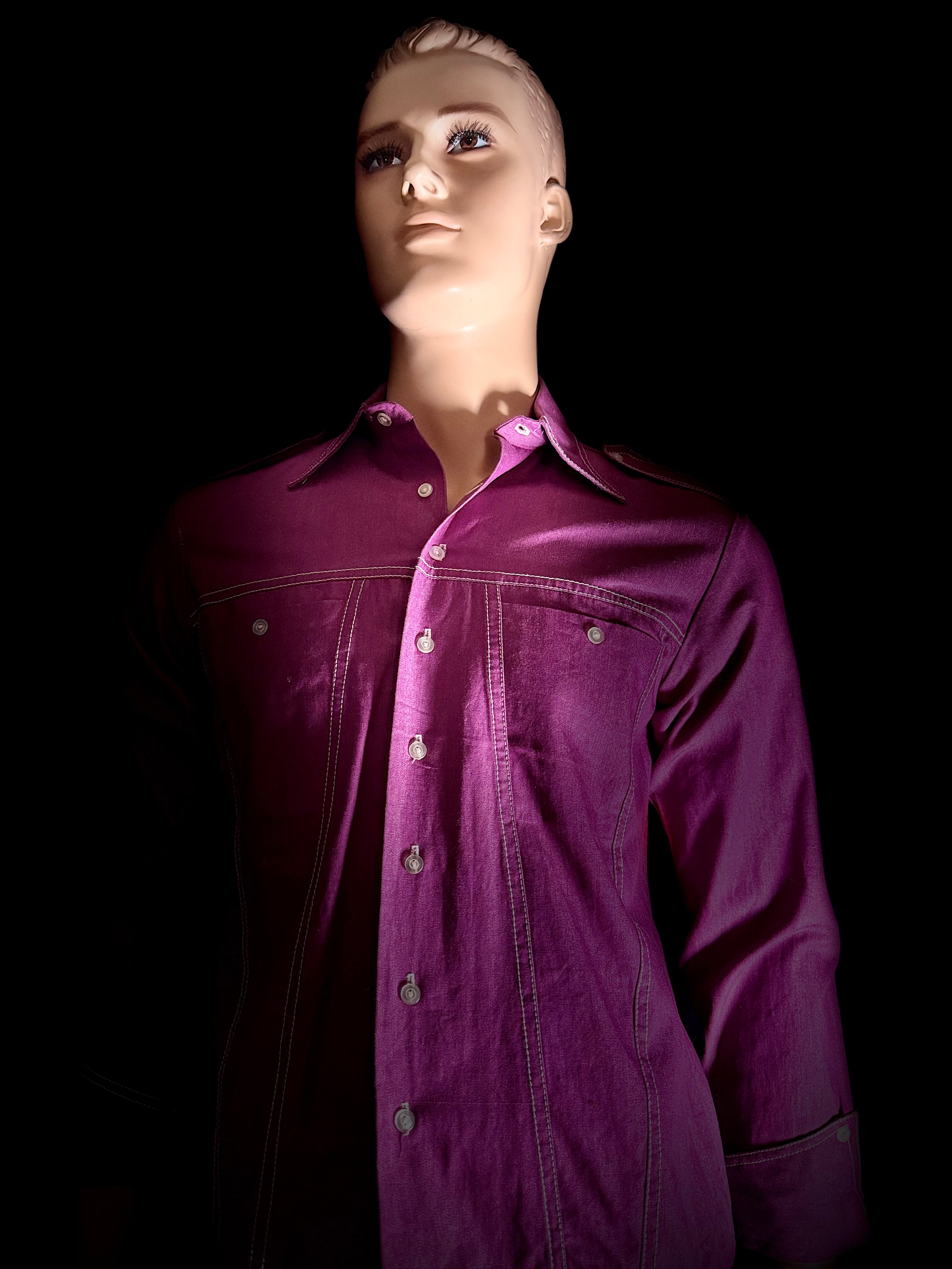 1960s Bisley Australian-Made Purple Denim Work Shirt – Deadstock