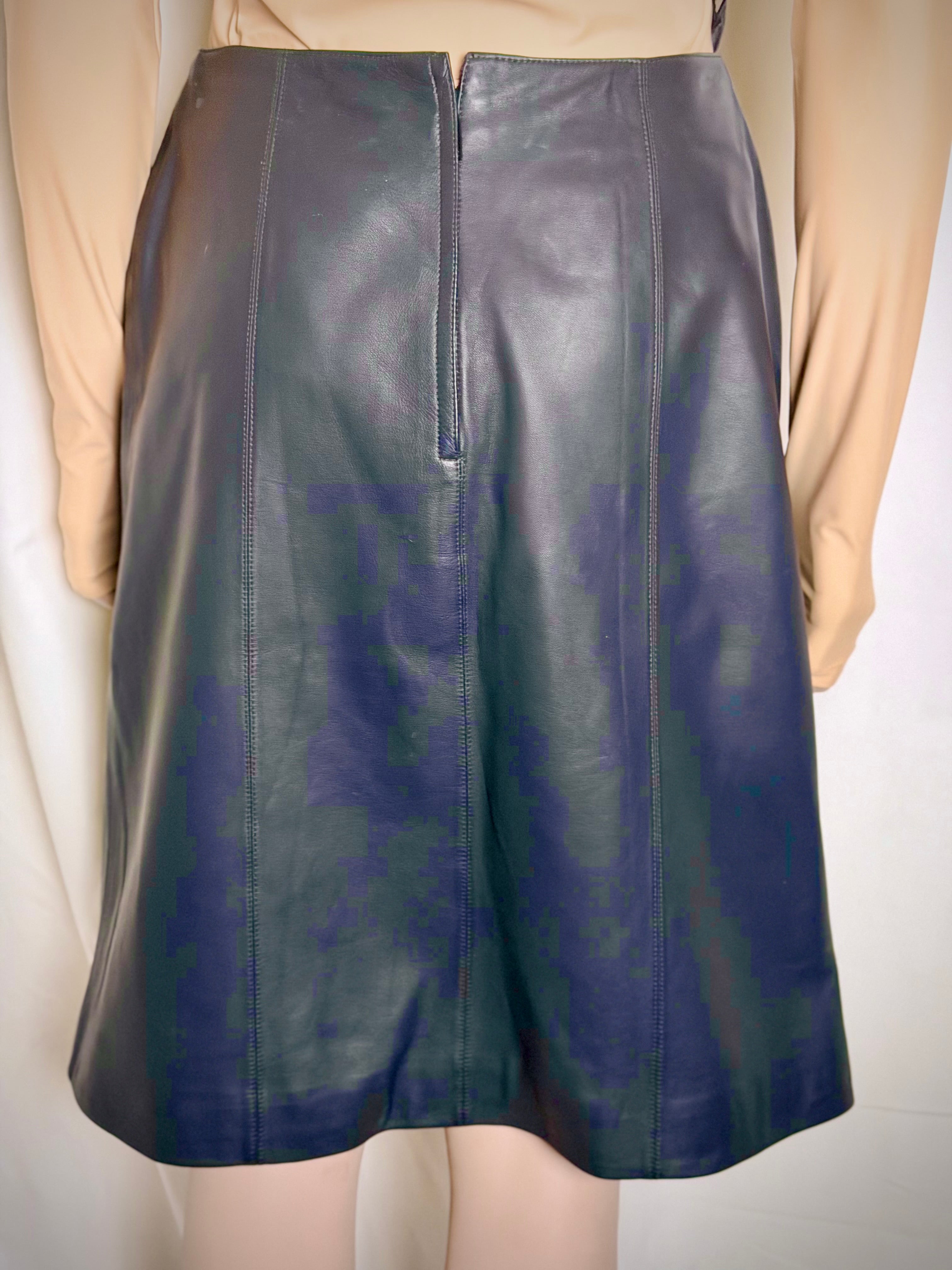 Chanel Navy Lambskin Skirt with Silk Lining - Made in France
