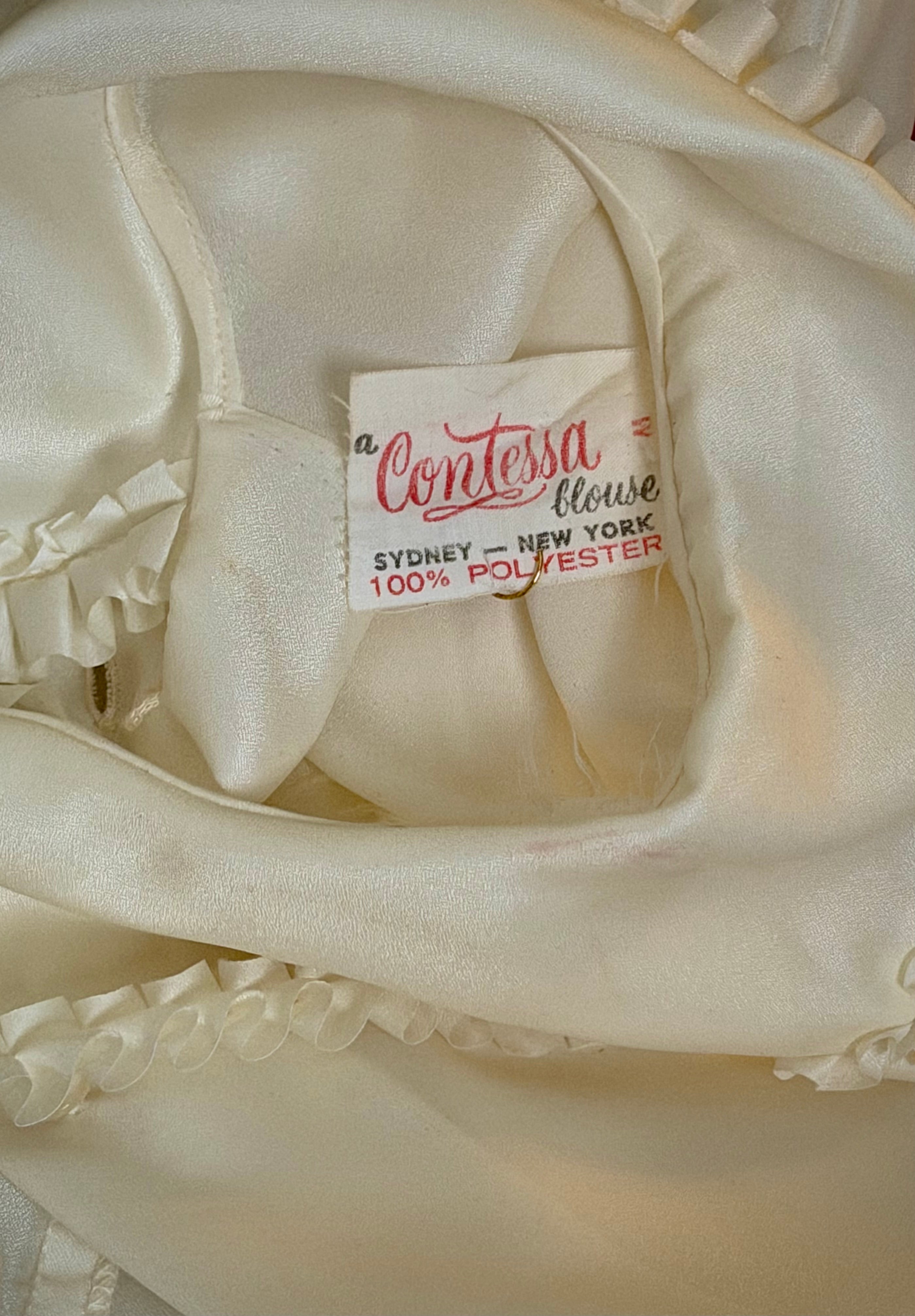1960s Sheer Ivory Ruffled Blouse