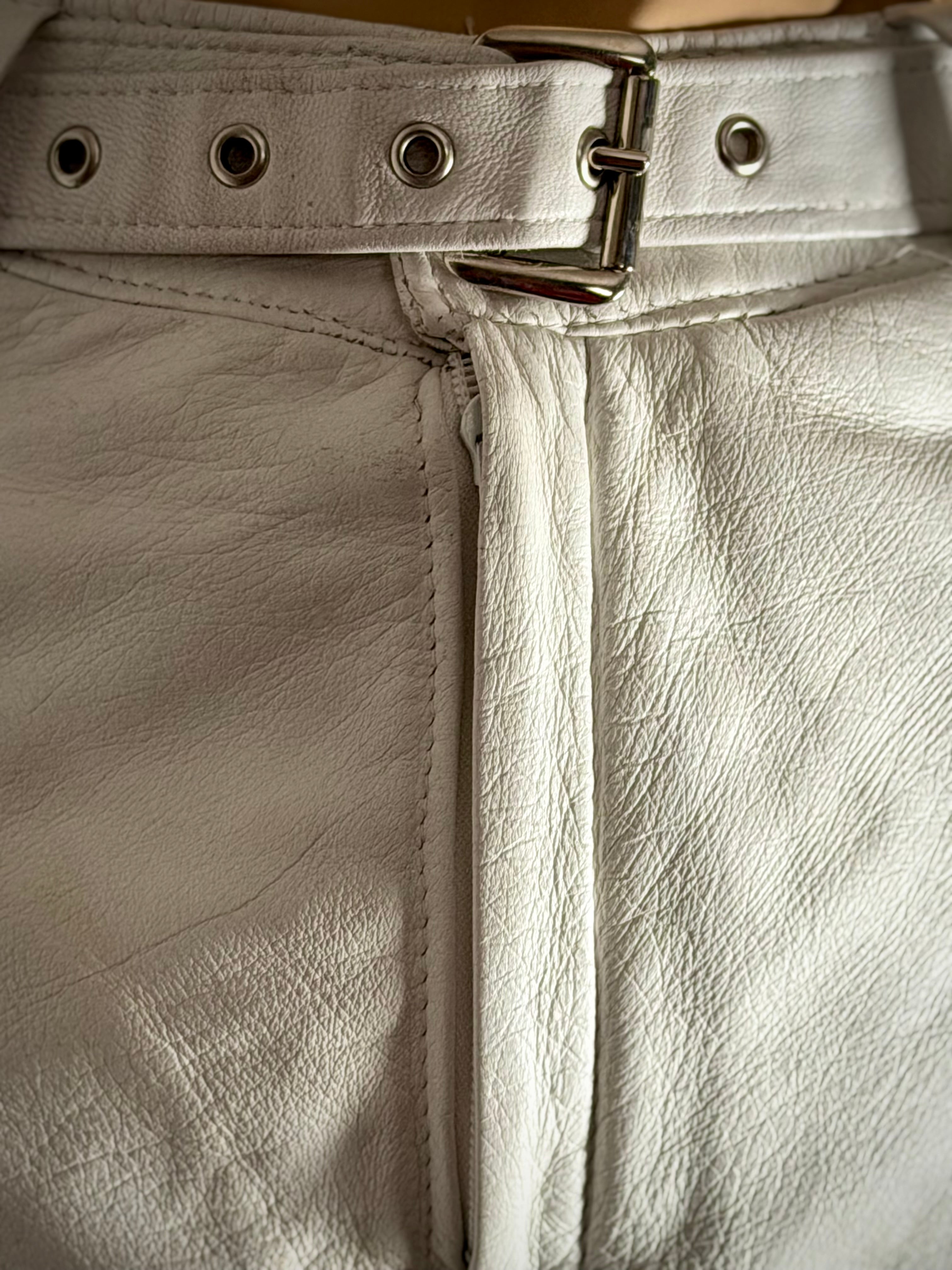Vintage Late 1980s White Leather High-Waisted Tapered Pants