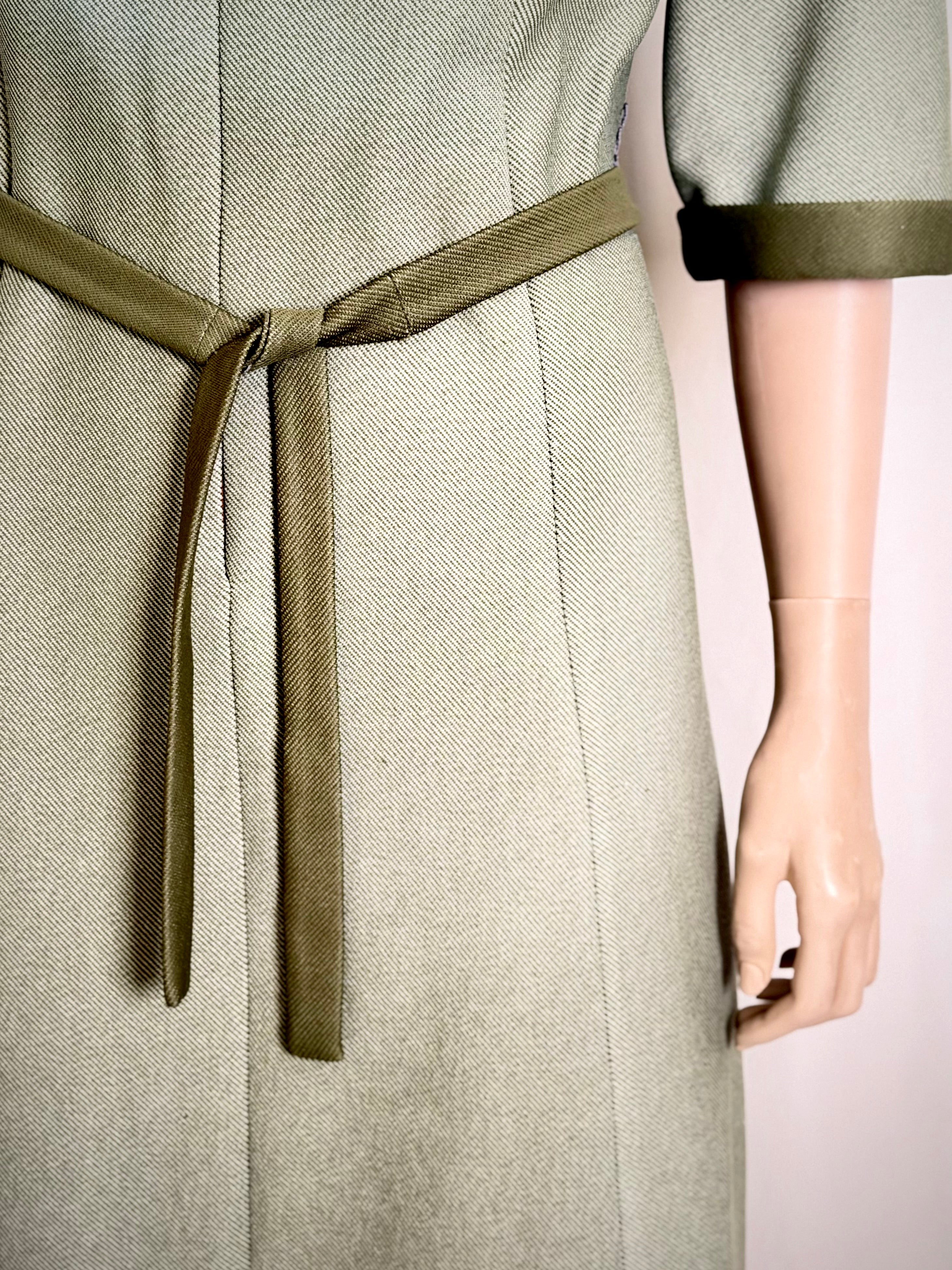 1960s Shift Dress - Olive / Moss Tone