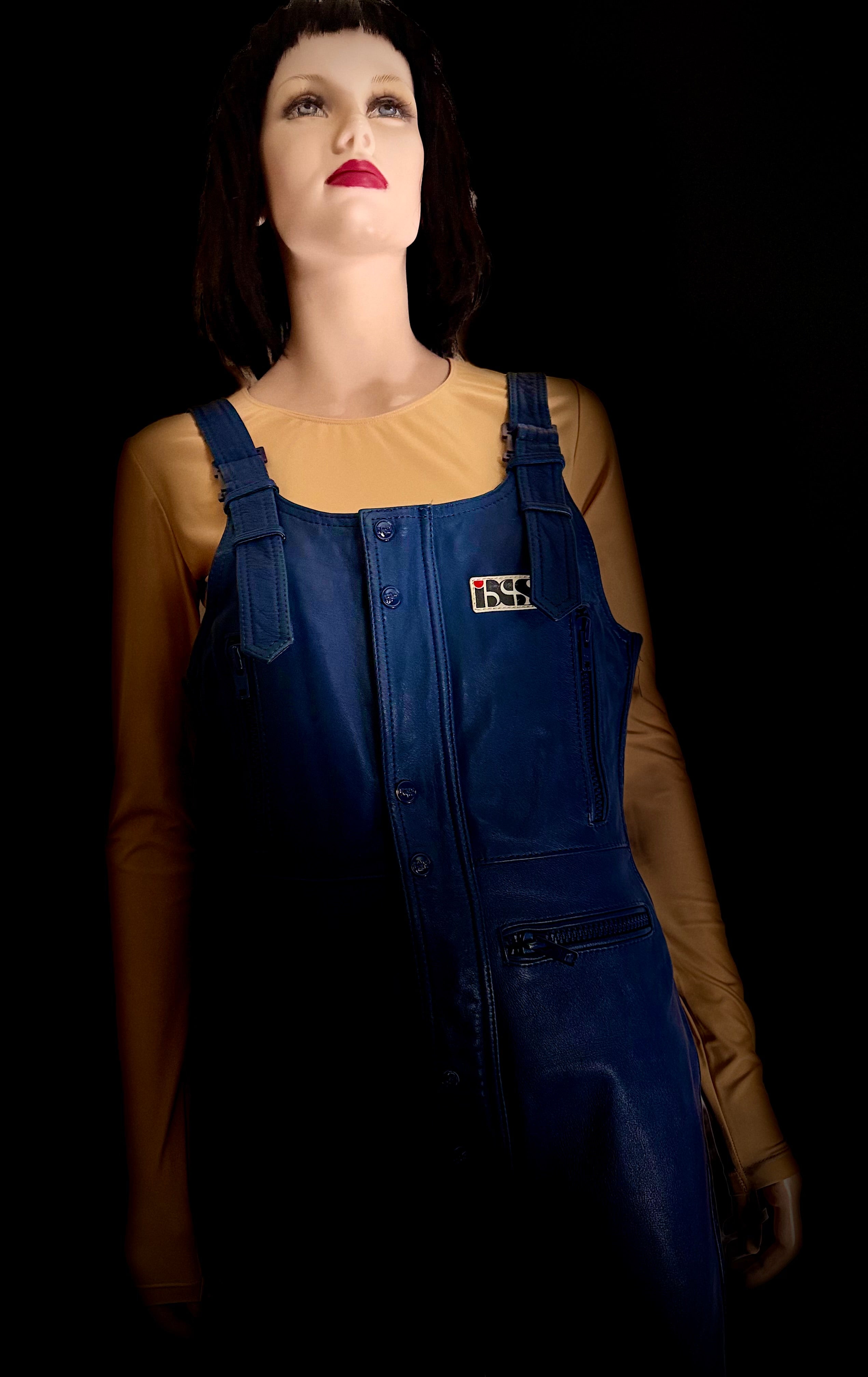 Vintage IXS Blue Leather Motorcycle Overalls -Rare