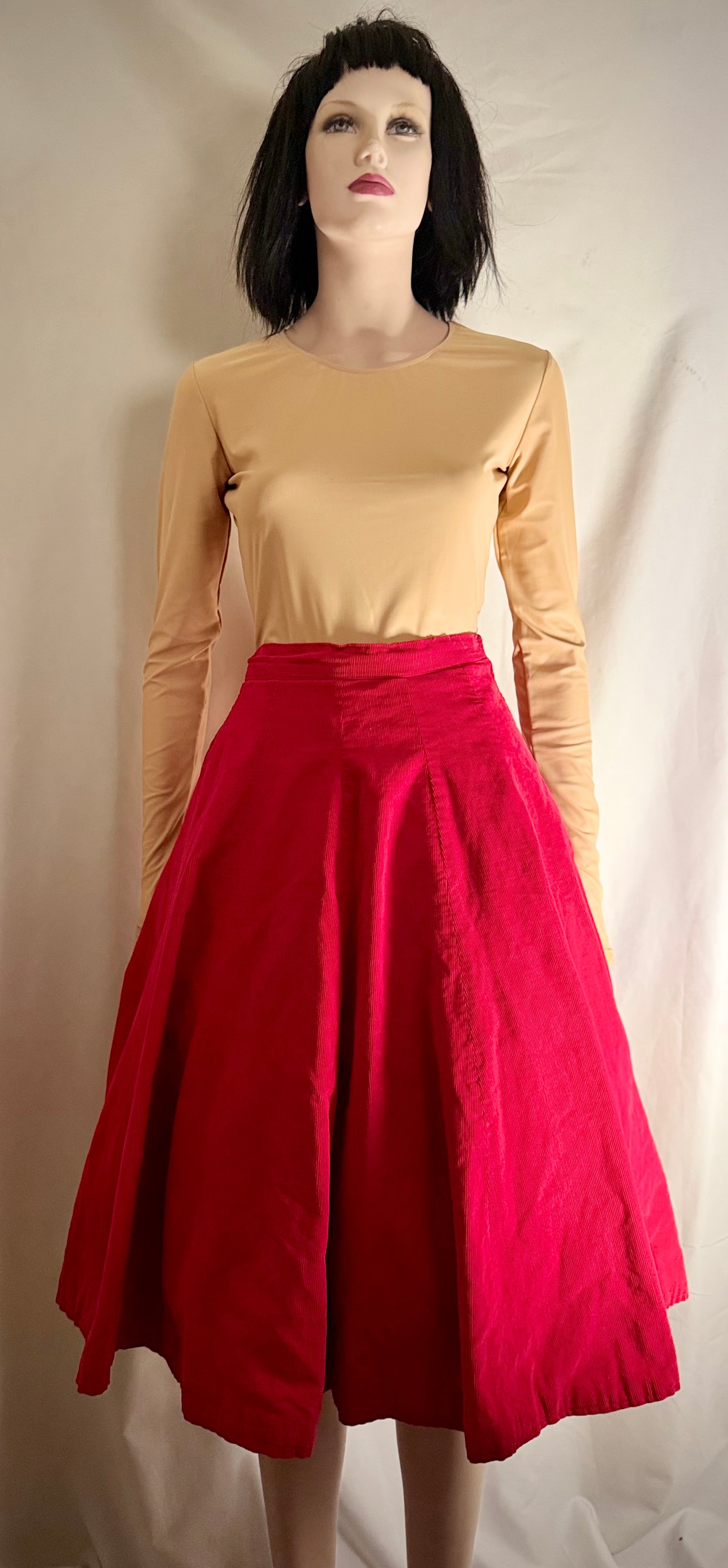 Reversible Red Corduroy Circle Skirt