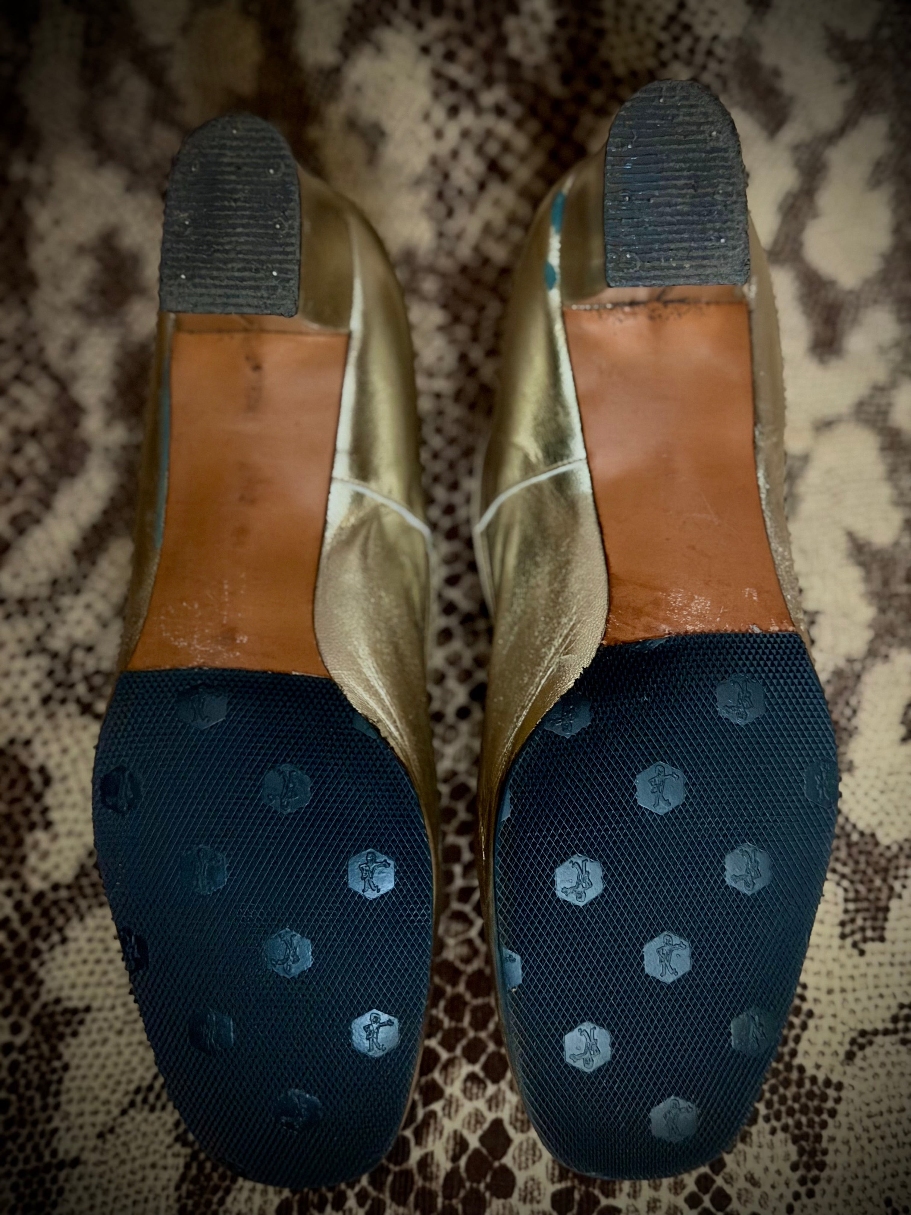 Late 1950s Gold Metallic Leather Pumps | Braided Detail | Fully Restored | EU 39–40