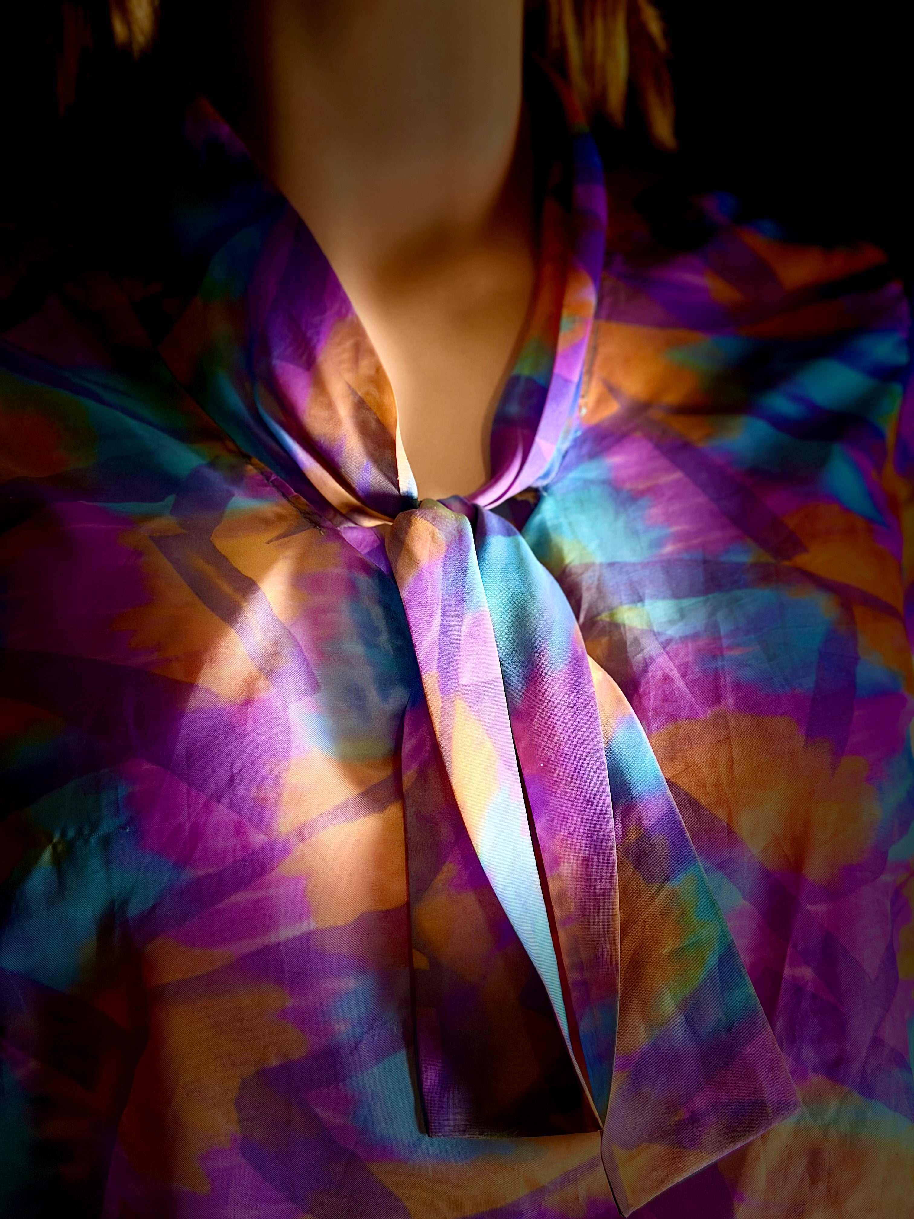 1960s Semi-Sheer Watercolour Blouse (Mint Condition)