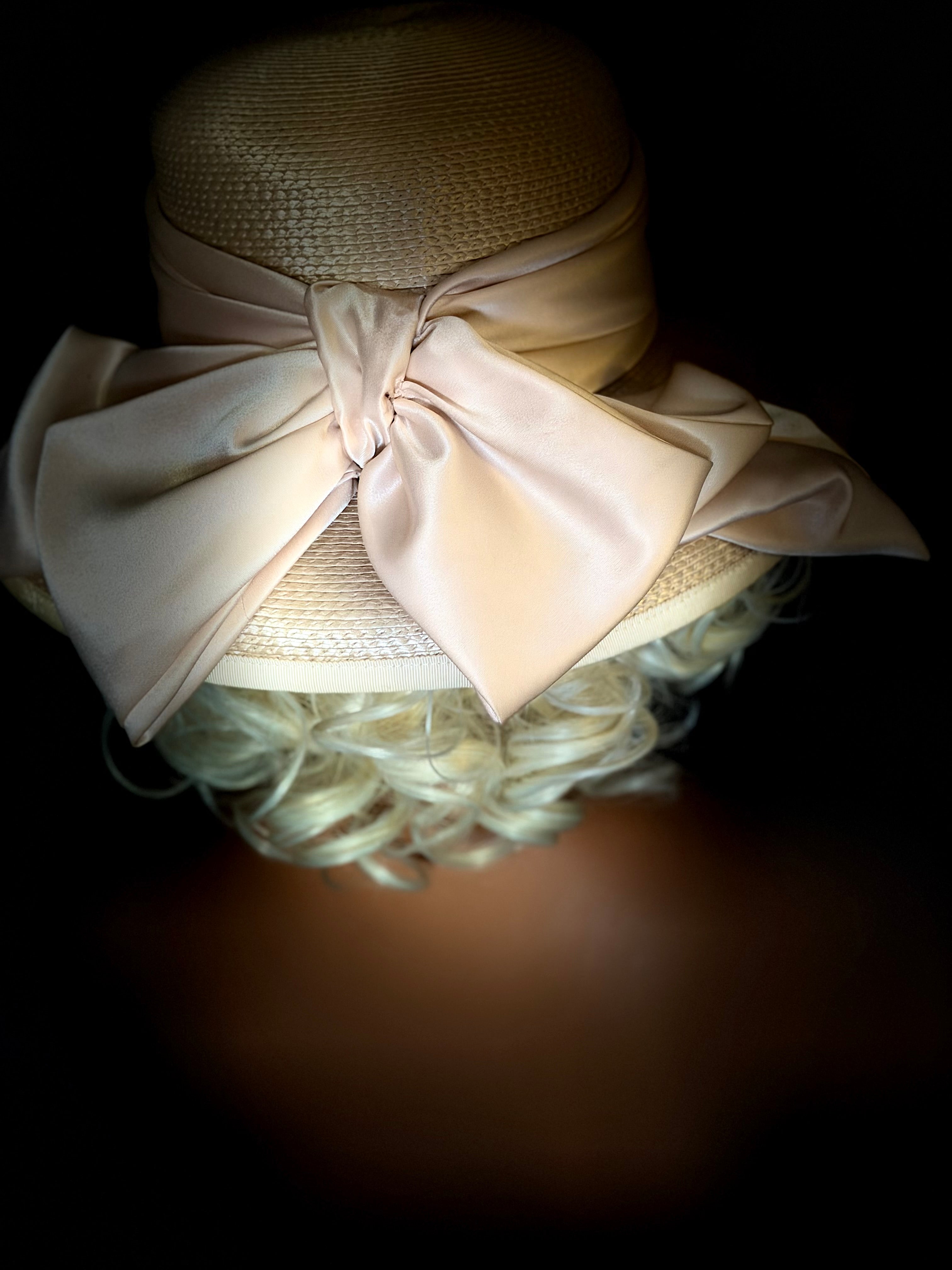 Late 1950s / Early 1960s Straw Hat with Satin Bow
