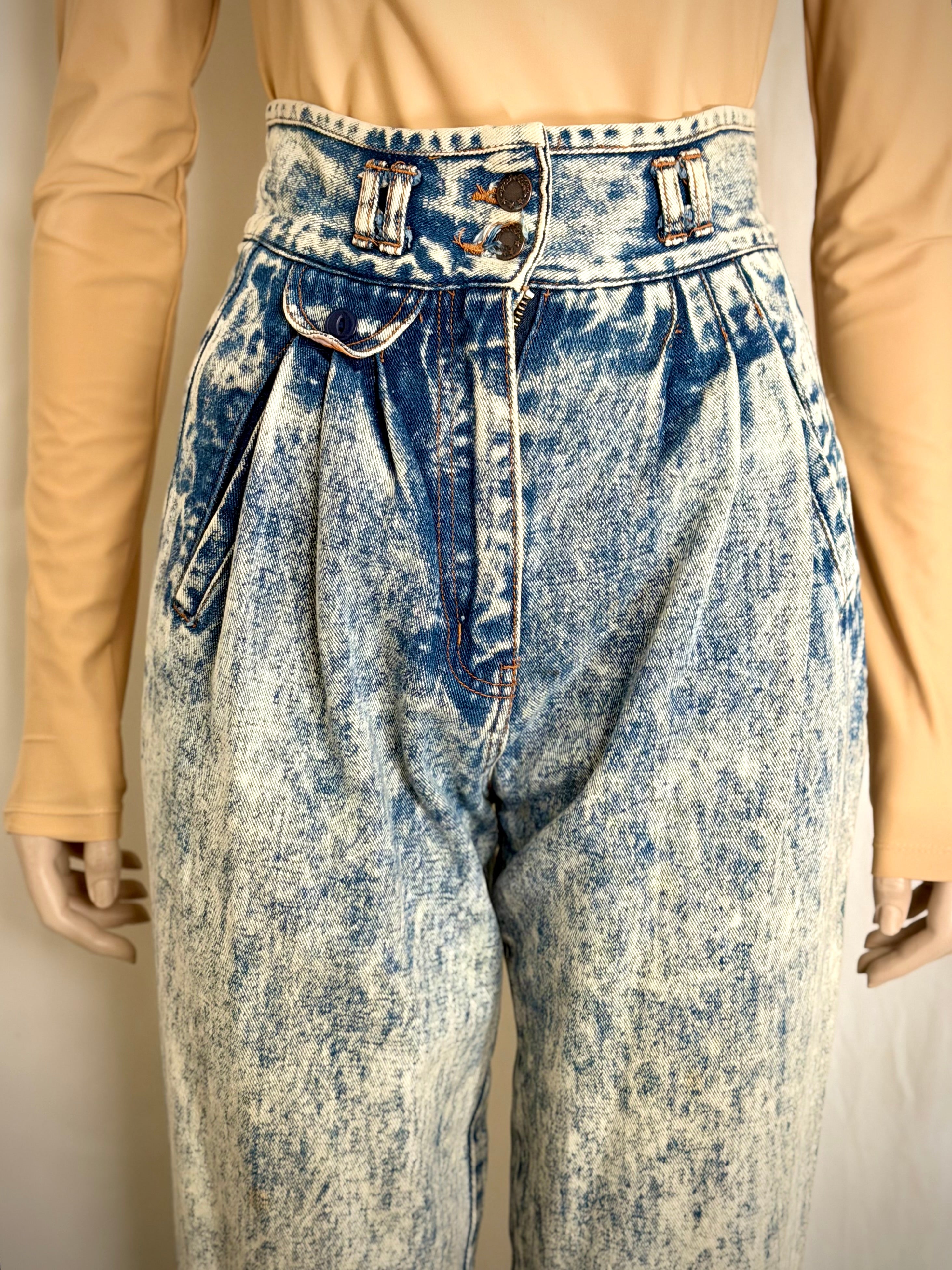 Vintage 1980s High-Rise Pleated Jeans
Sculptural Waist | Acid Wash Denim