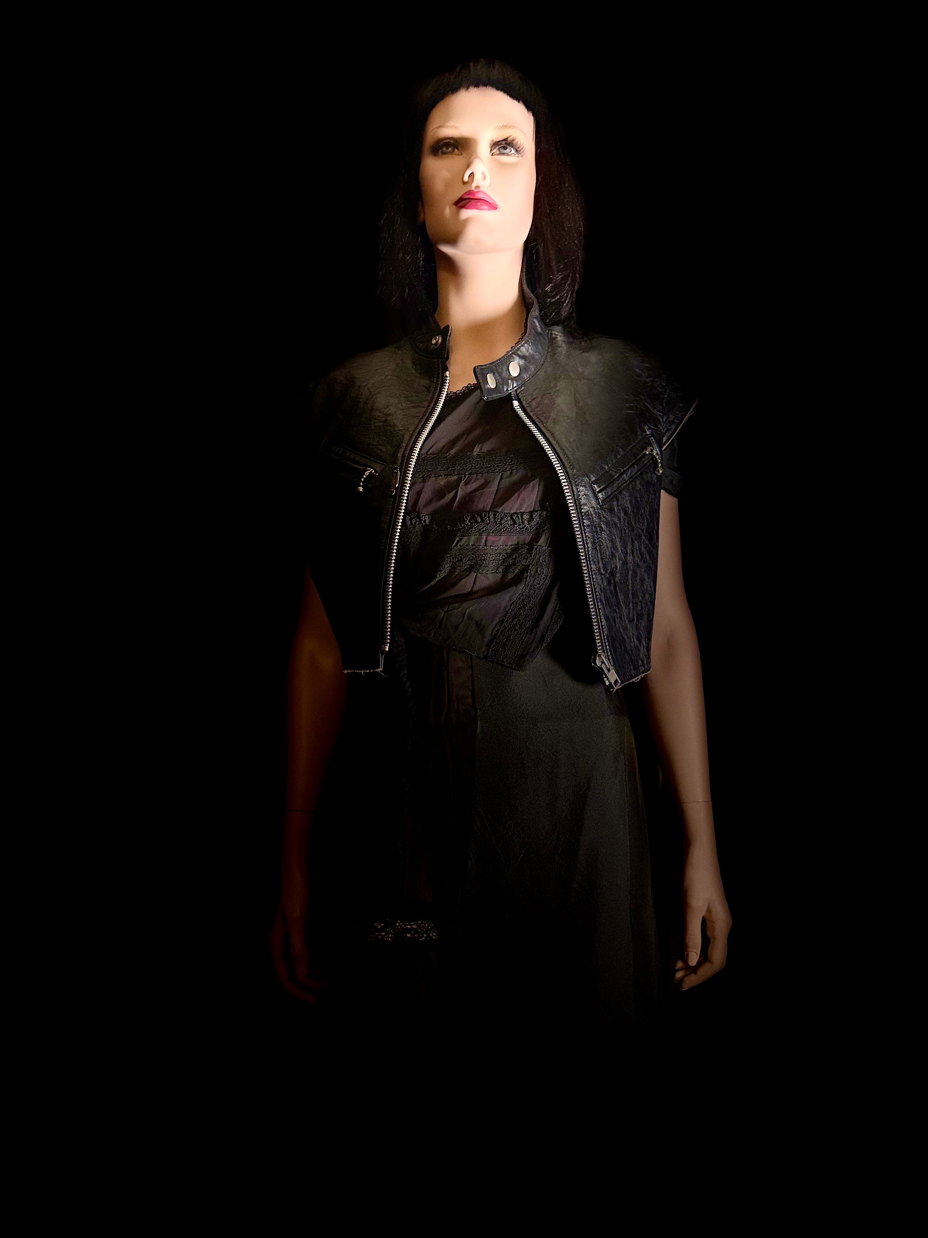 Junya Watanabe Comme des Garçons Deconstructed Patchwork Dress - Avant-Garde Sheer Overlay - Made in Japan - Size S