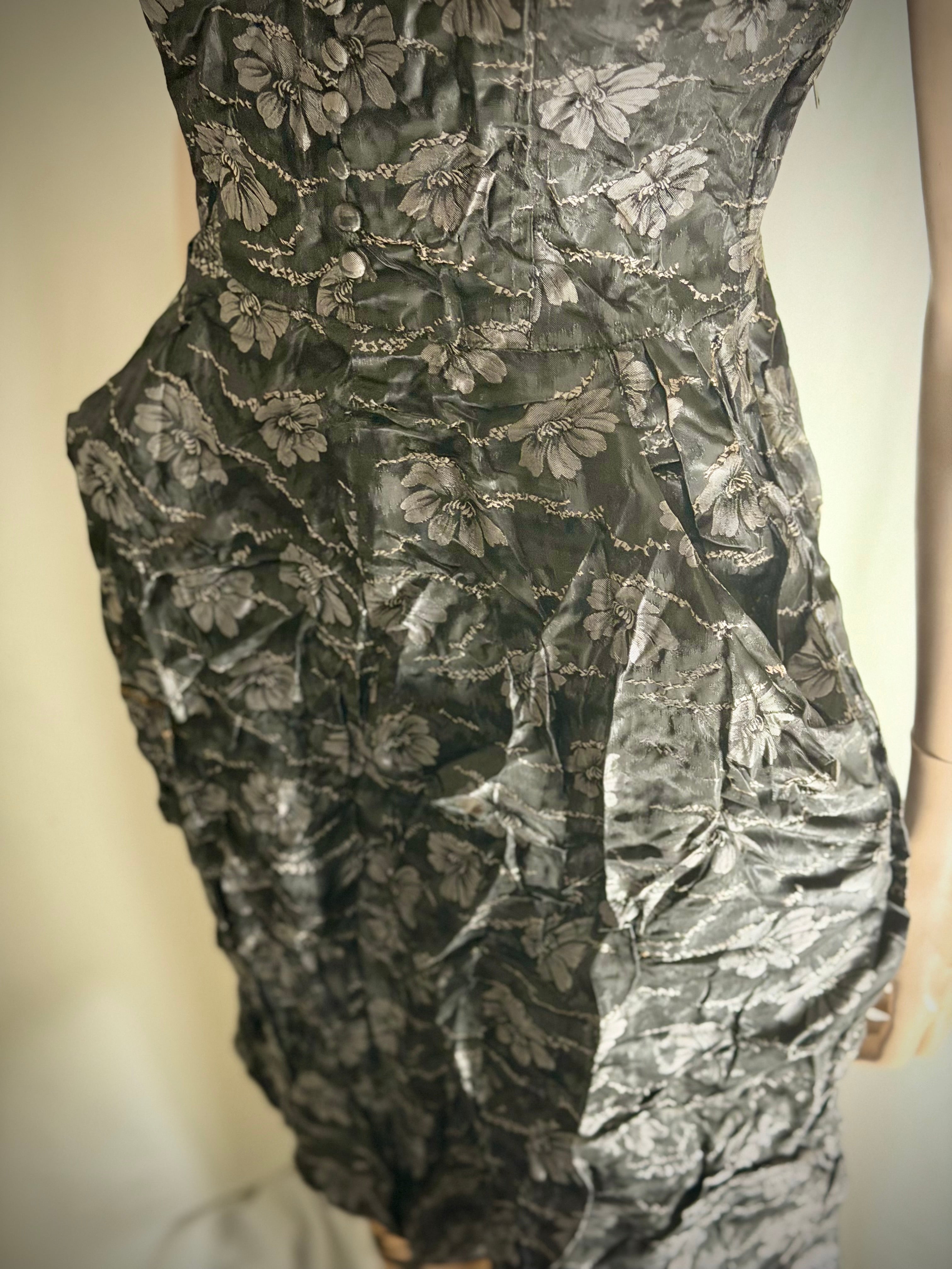 Late 1940s–Early 1950s Sculptural Floral Cocktail Dress