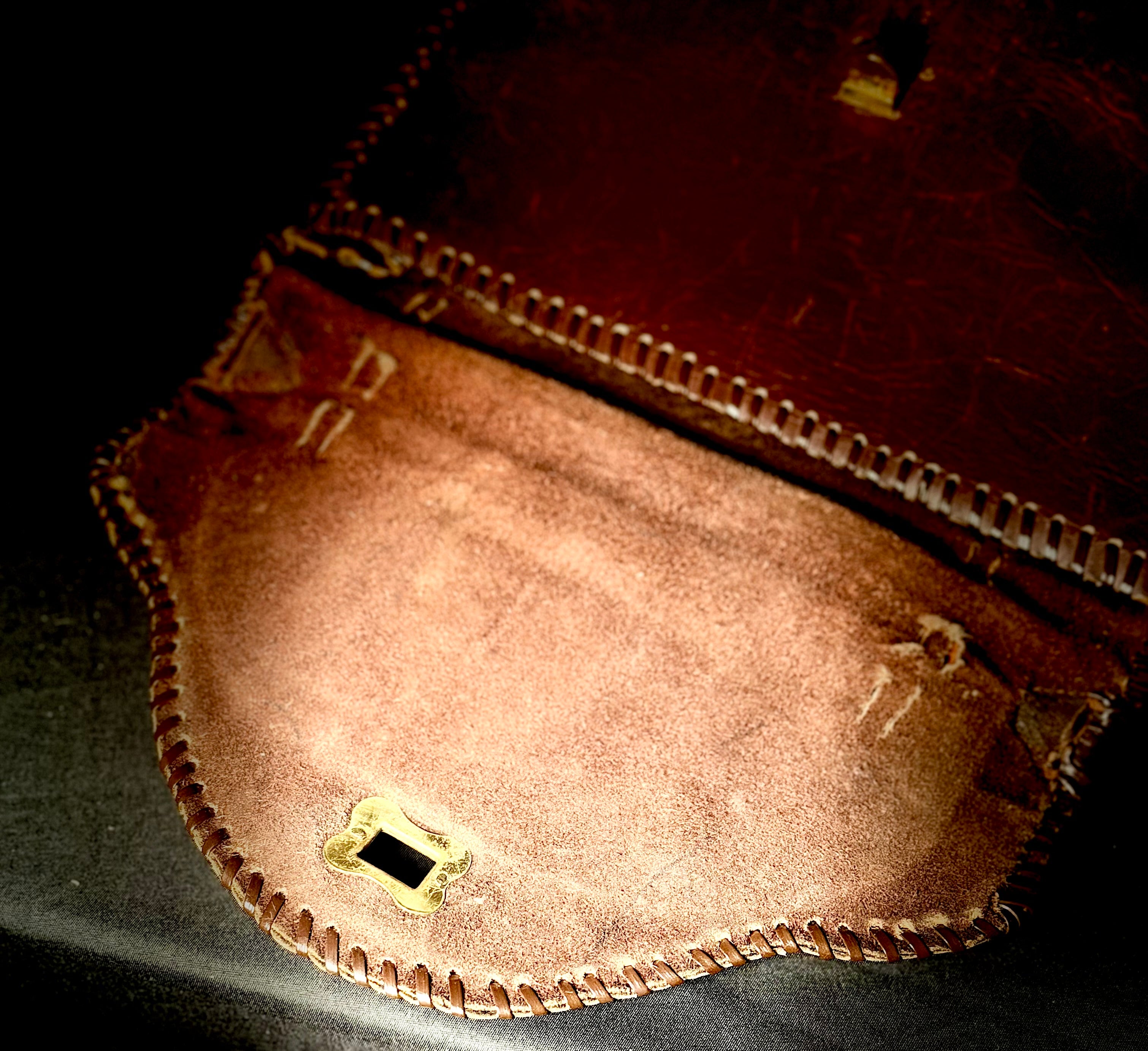 Late 1940s Chocolate Brown Leather Handbag
With Original 1963 Receipts Found Inside