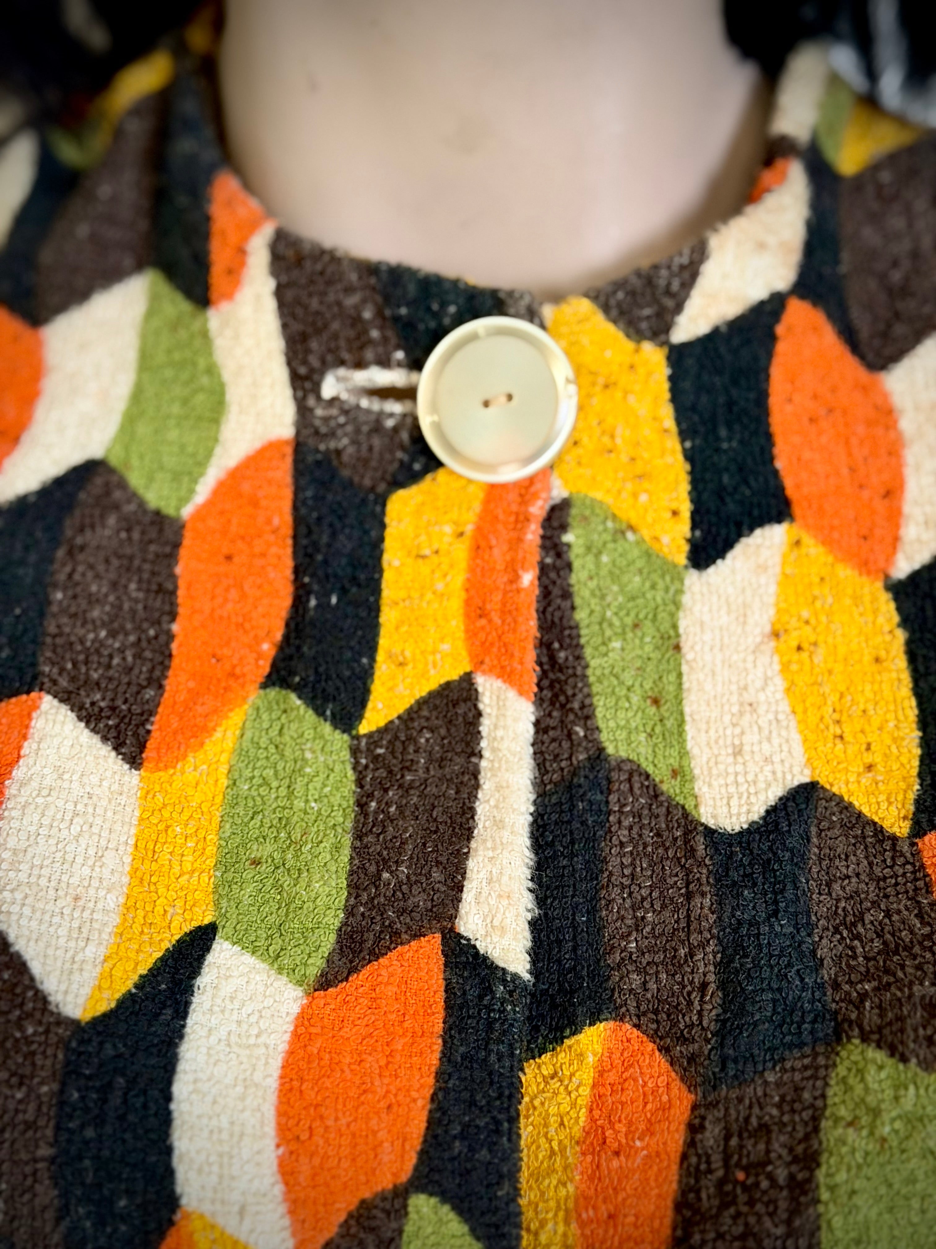 Vintage 1960s Towelling Cover-Up Jacket | Unworn | Graphic Mid-Century Print
