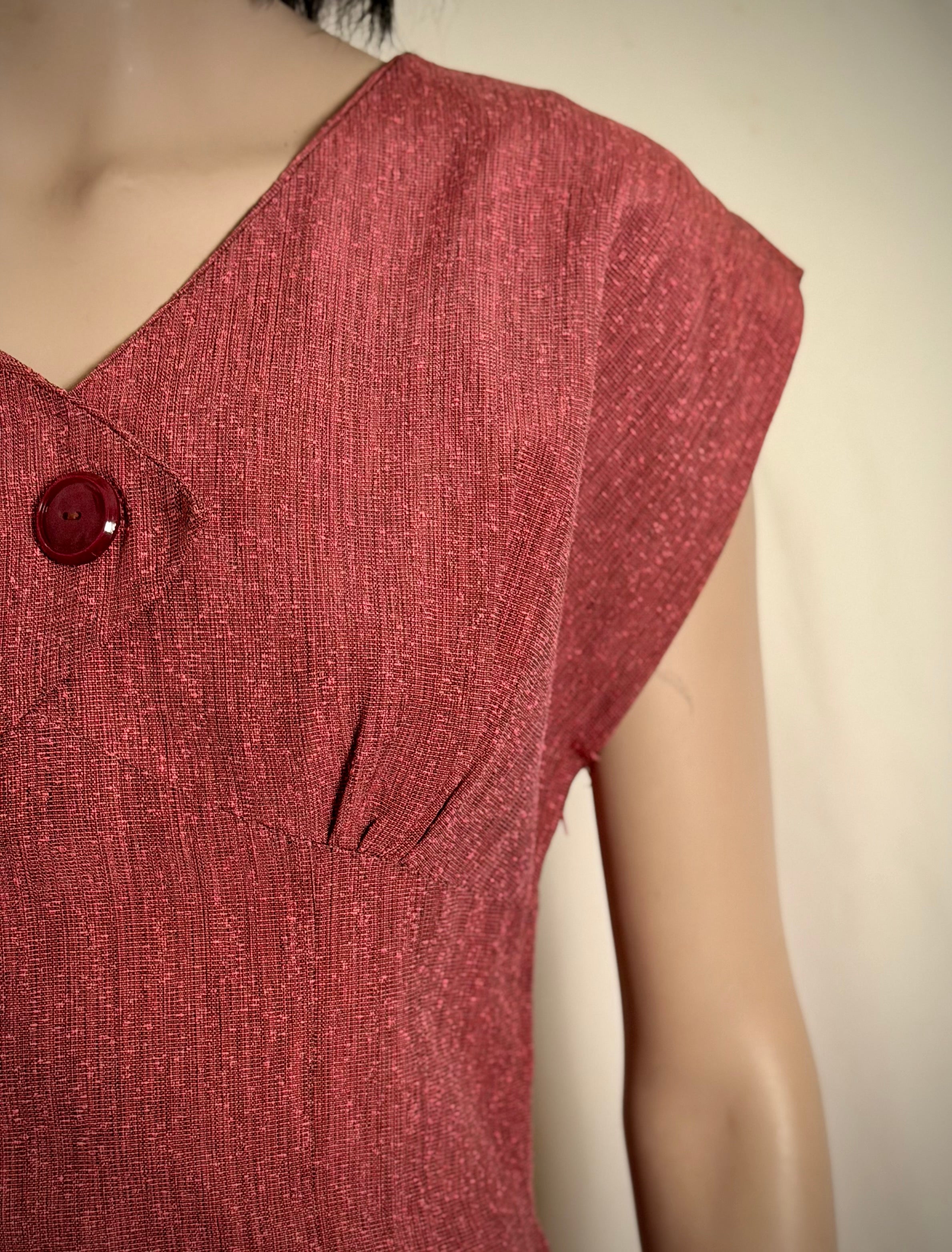 1960s Textured Slub Weave Dress