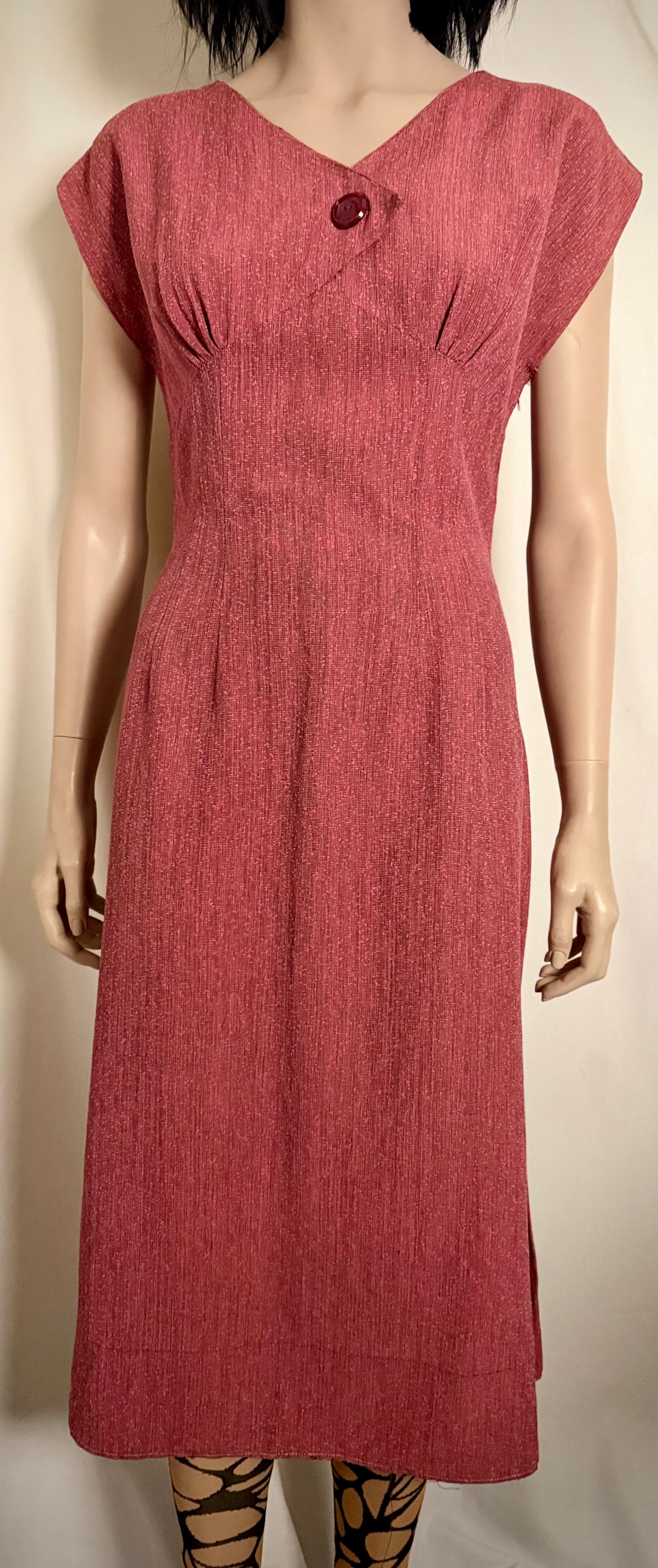 1960s Textured Slub Weave Dress