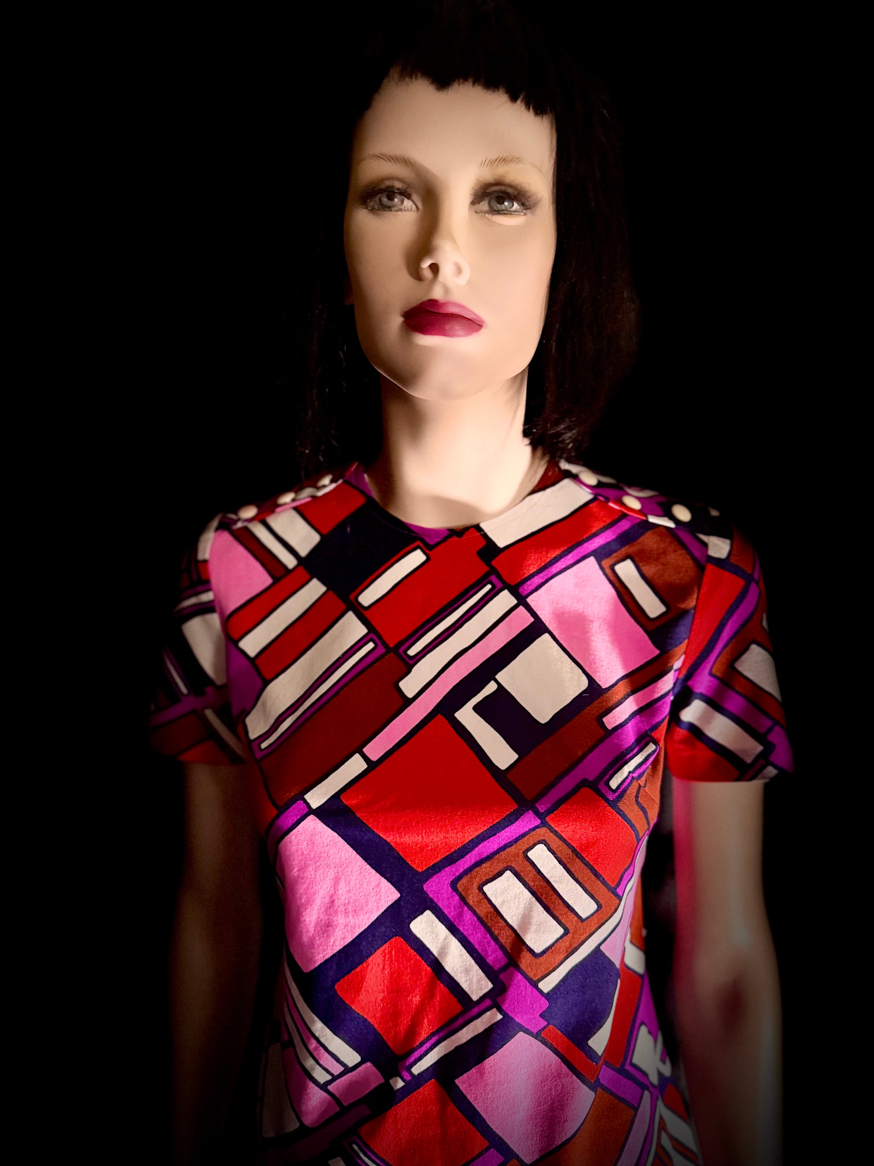 1960s Abstract Print Shift Dress – Mod Graphic Mini