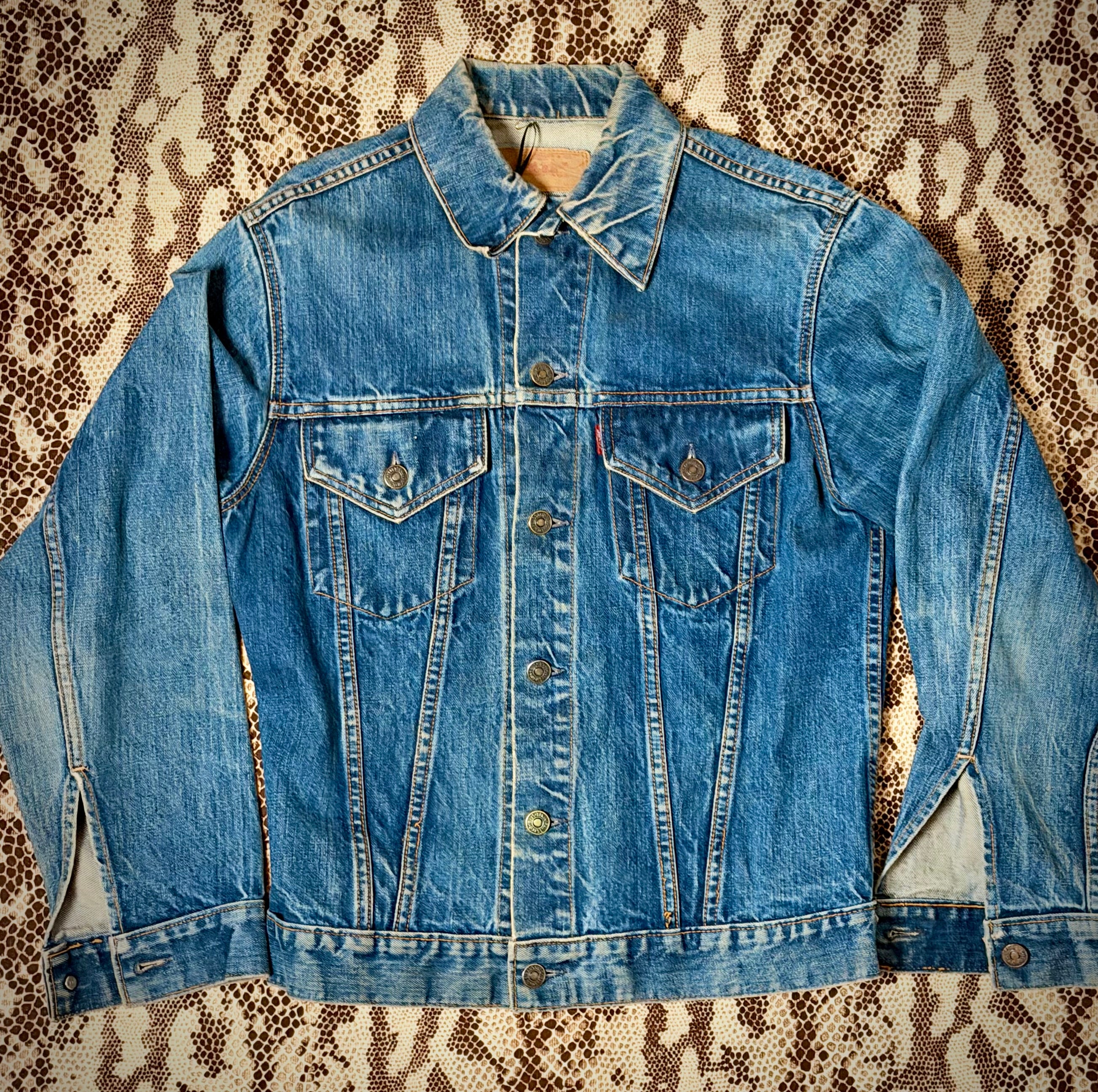 Levi's Big E 1960s Denim Trucker Jacket - Hand Painted Devil Artwork by New York Artist