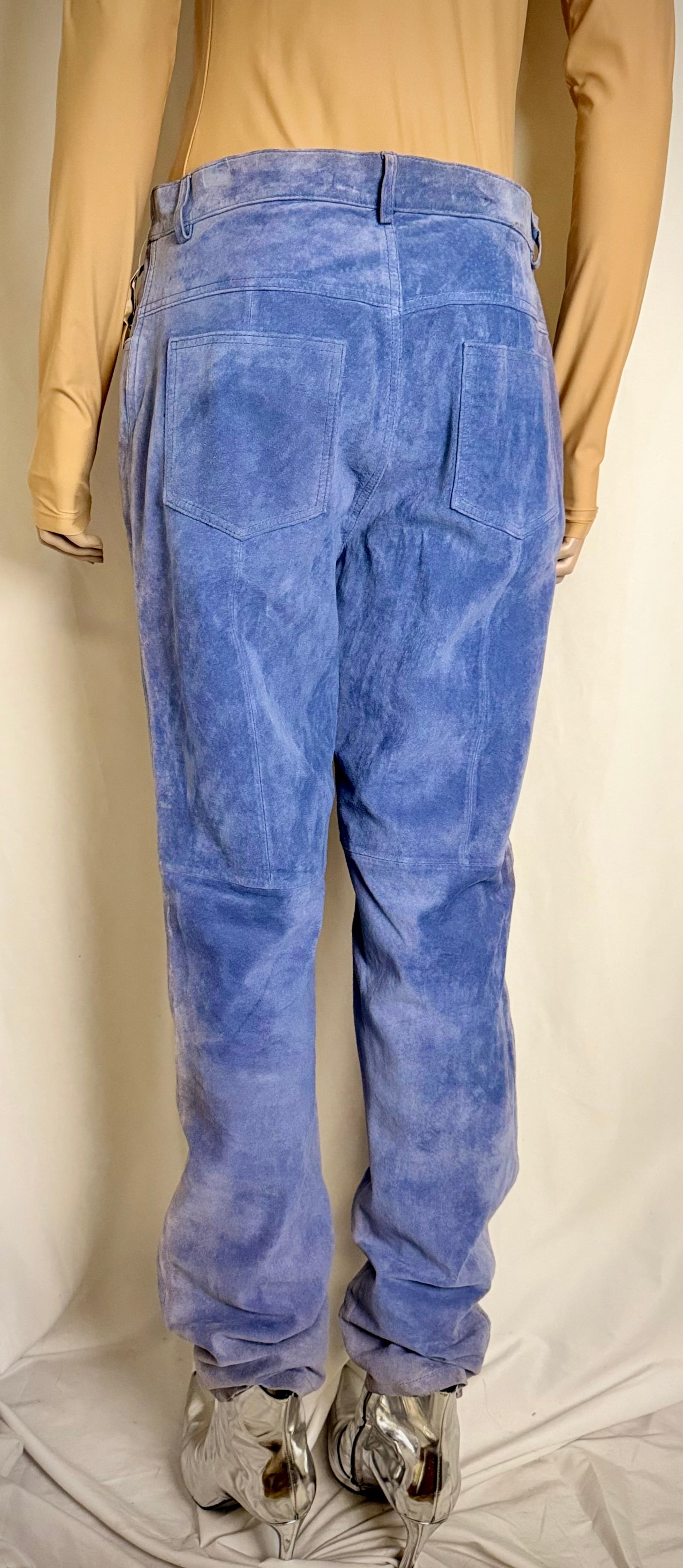 Early 90s Deadstock Powder-Blue Genuine Suede Jeans