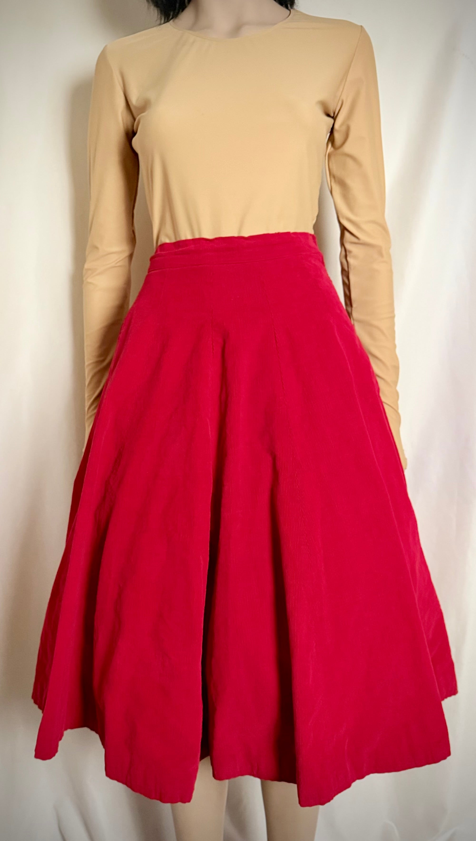 Reversible Red Corduroy Circle Skirt