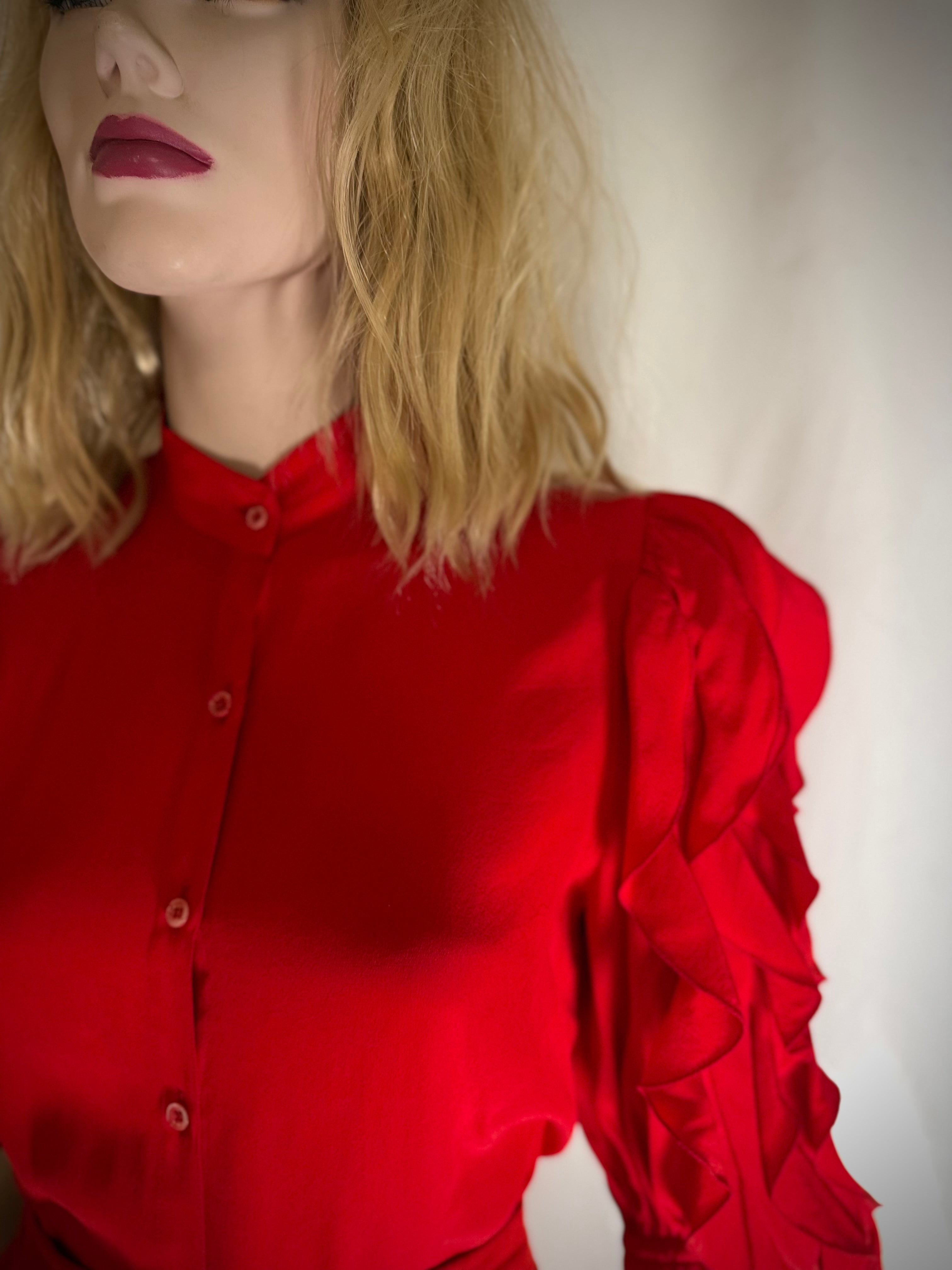 Italian Silk Mandarin Collar Blouse