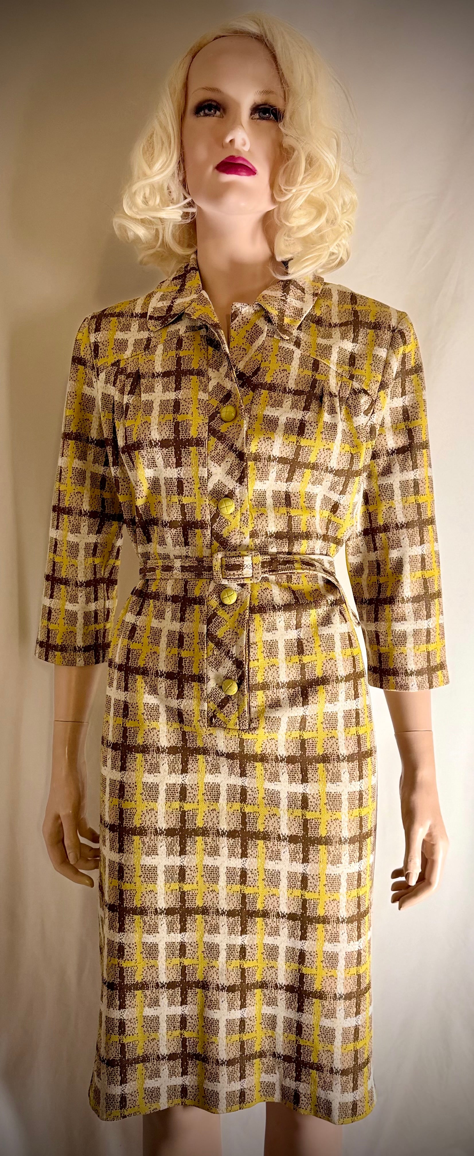 Vintage Button-Through Check Dress