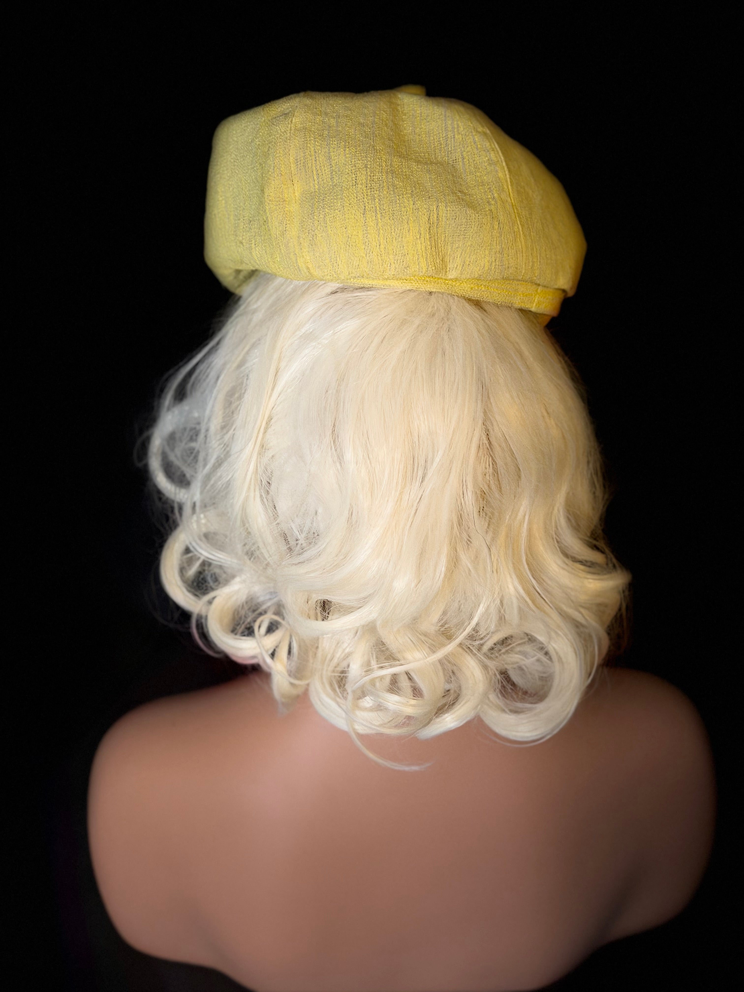Mid-Century Sculptural Hat - Structured Papier-Mâché Form in Textured Silk-Like Fabric