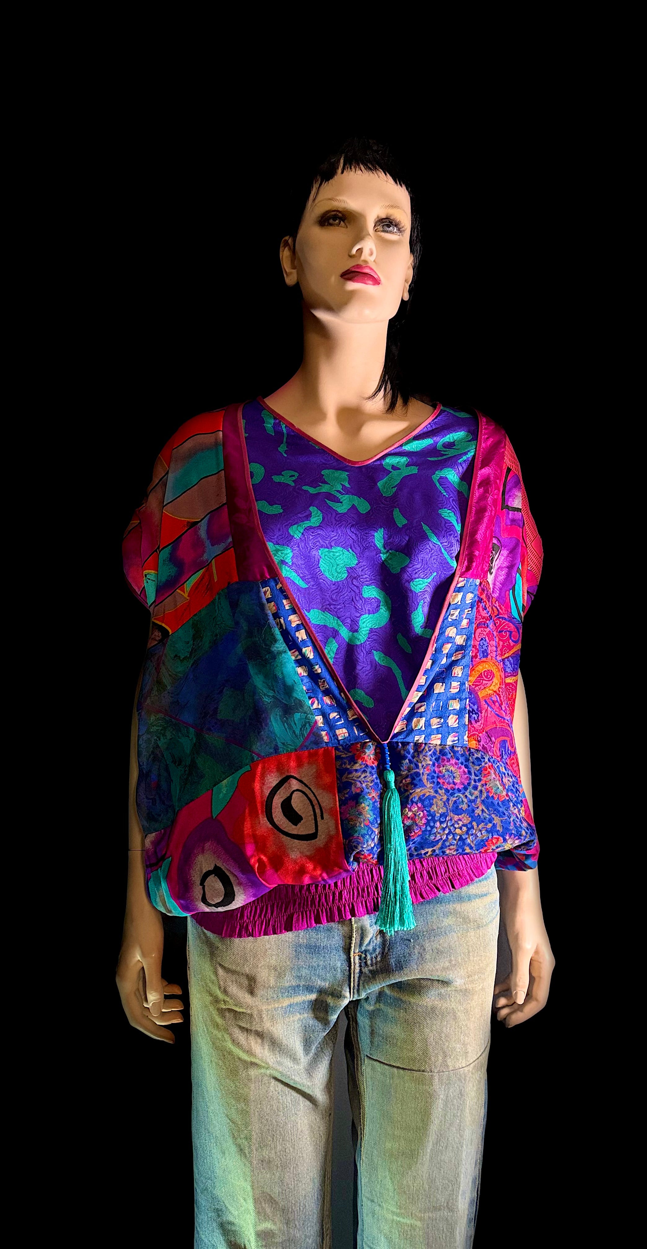 Vintage 1980s Australian Art Print Top - Ken Done / Jenny Kee Era