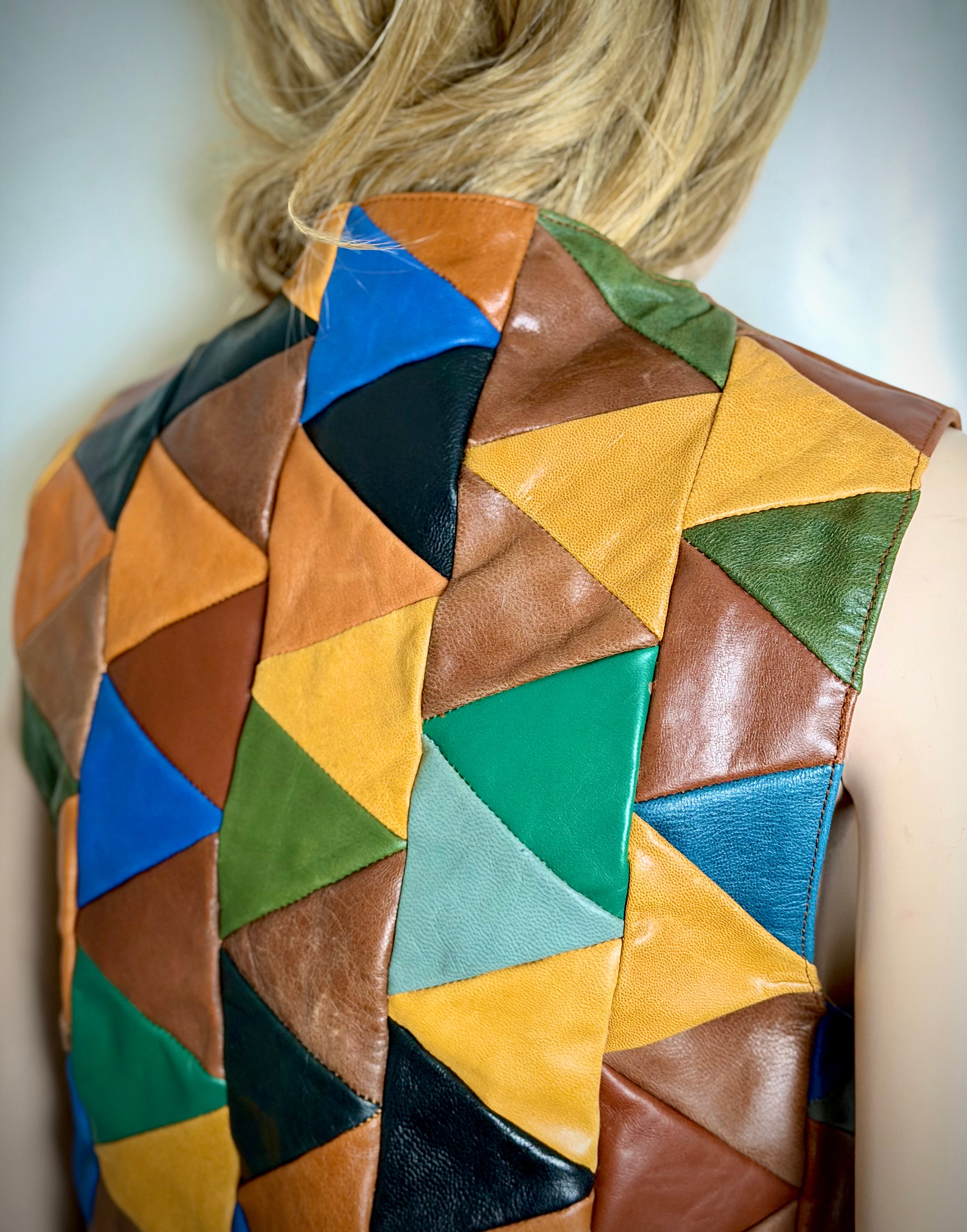 1990s Handcrafted Leather Patchwork Vest