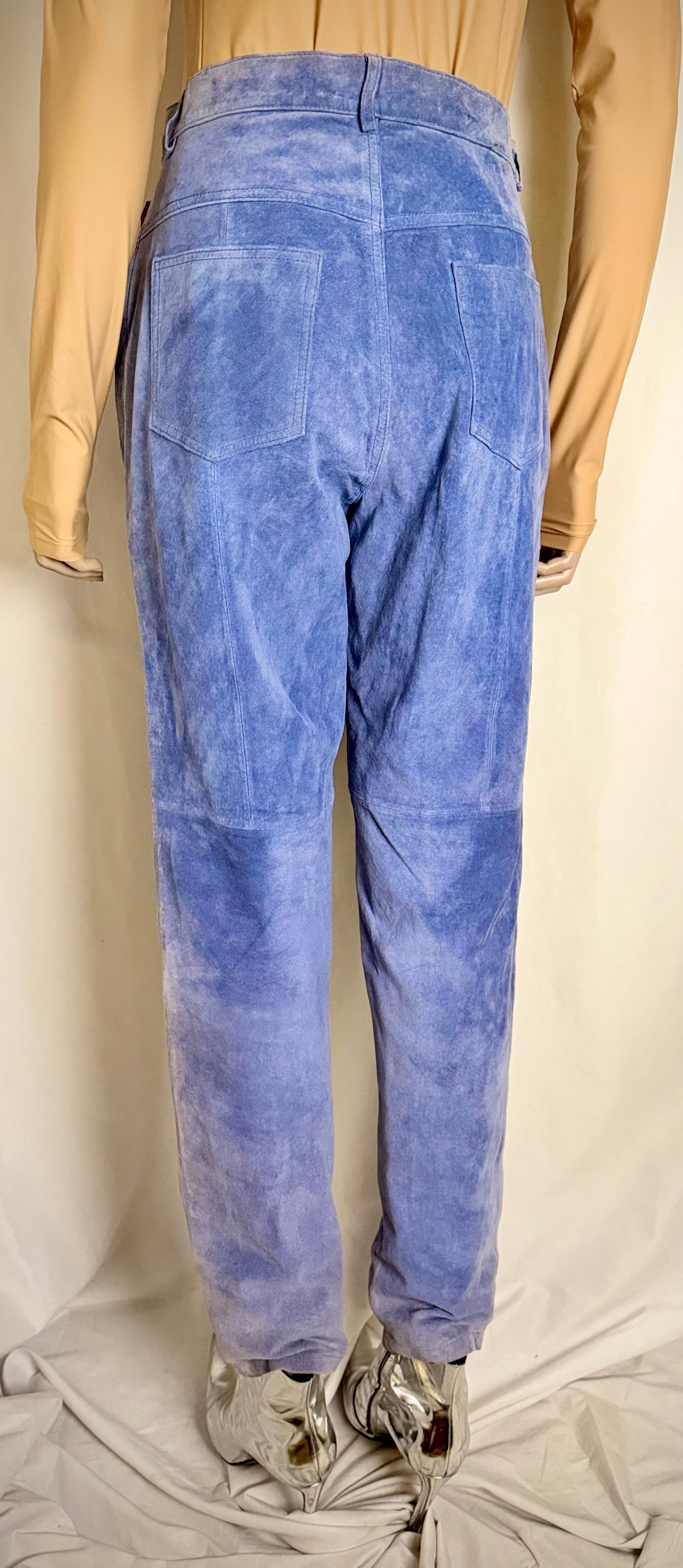 Early 90s Deadstock Powder-Blue Genuine Suede Jeans